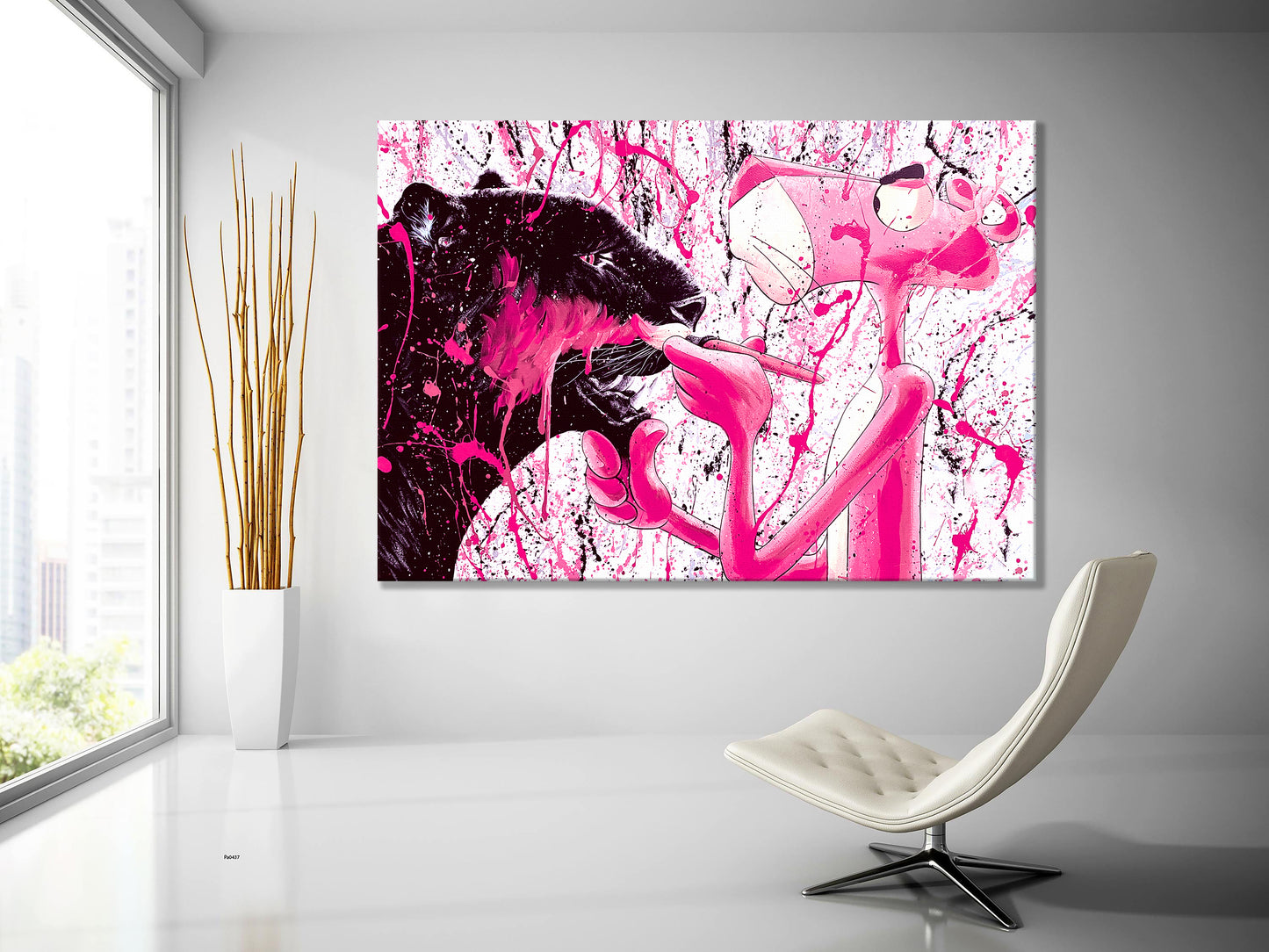 Abstract Pop Art Pink Panther, Panther Painting Canvas Wall Art - 171