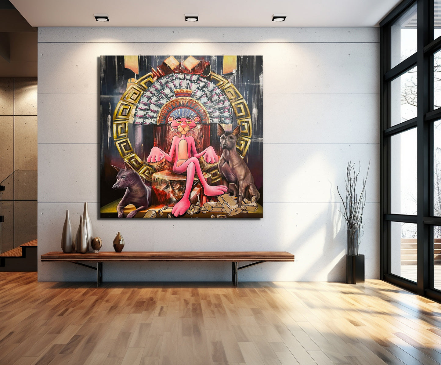 Big Boss Pink Panther Graffiti Pop Art Canvas Wall Art, Banksy Graffiti Pop Art - 336