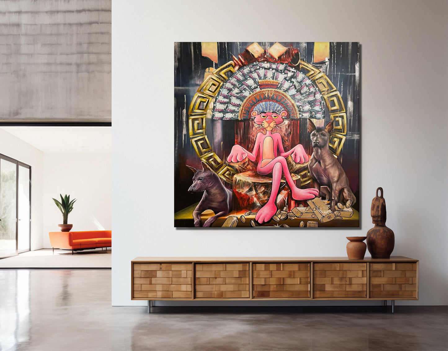 Big Boss Pink Panther Graffiti Pop Art Canvas Wall Art, Banksy Graffiti Pop Art - 336