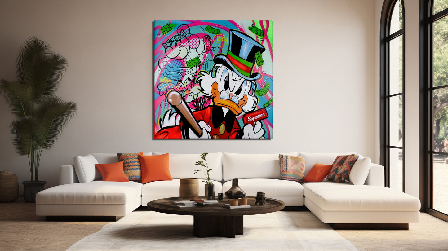 Supreme Mcduck Pop Art Canvas Wall Art, Banksy Style Pop Art, Mcduck Street Graffiti Wall Art 95