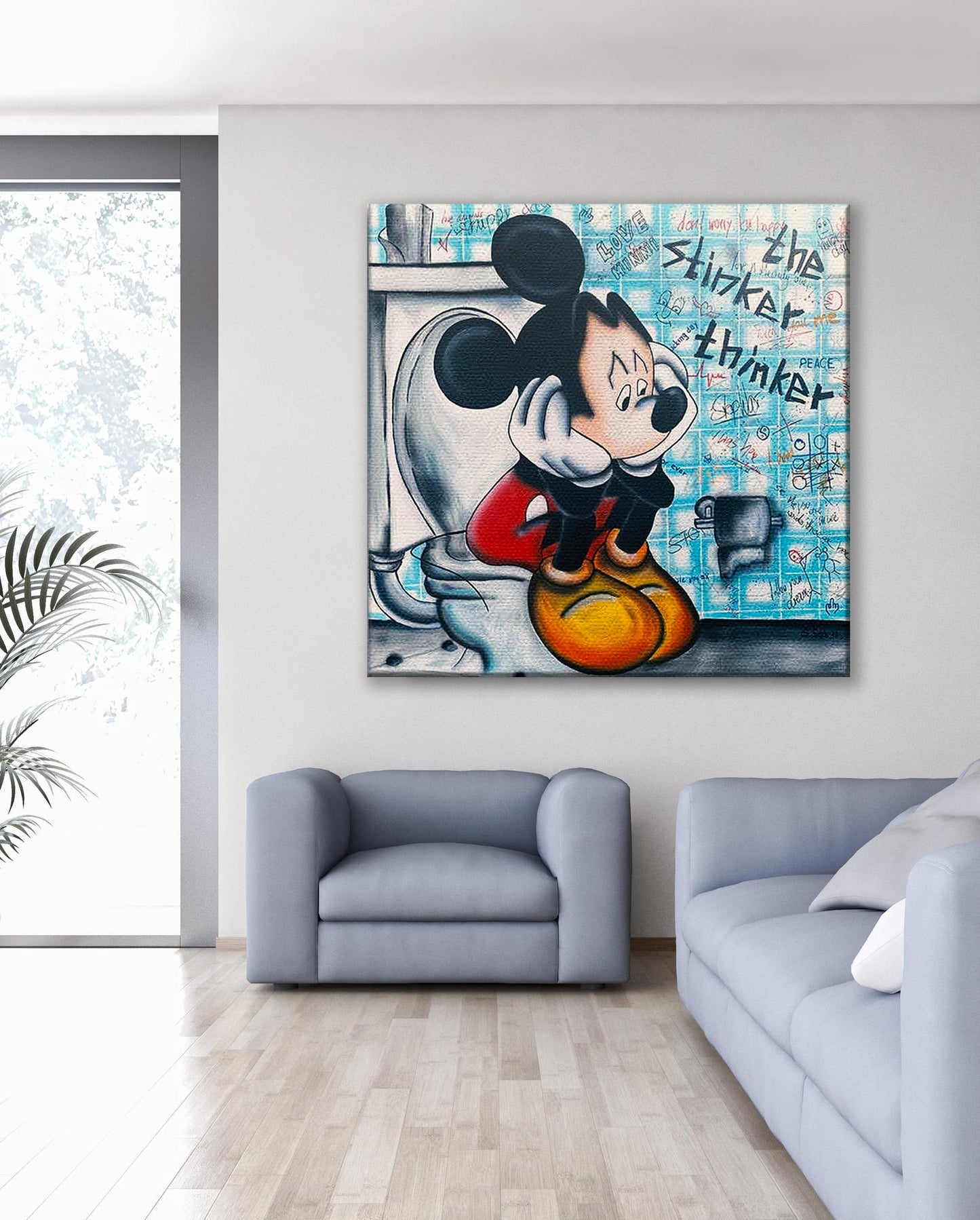 Mickey Mouse Toilet Pop Art Canvas Wall Art, Mickey Mouse Graffiti Art - 366