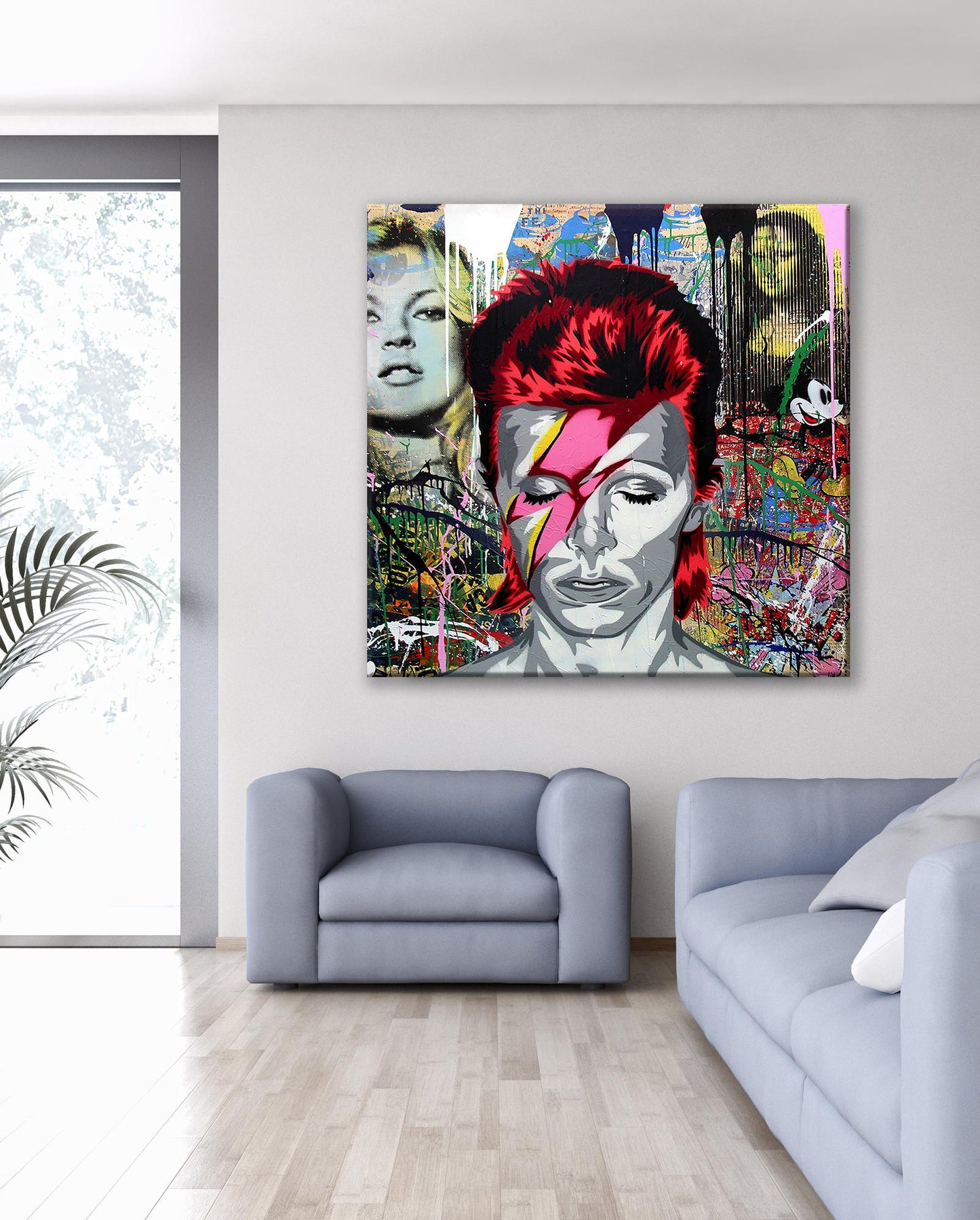 Banksy Graffiti David Bowie and Kate Moss Canvas Wall Art, Luxury Painting Fashion Prints - 128