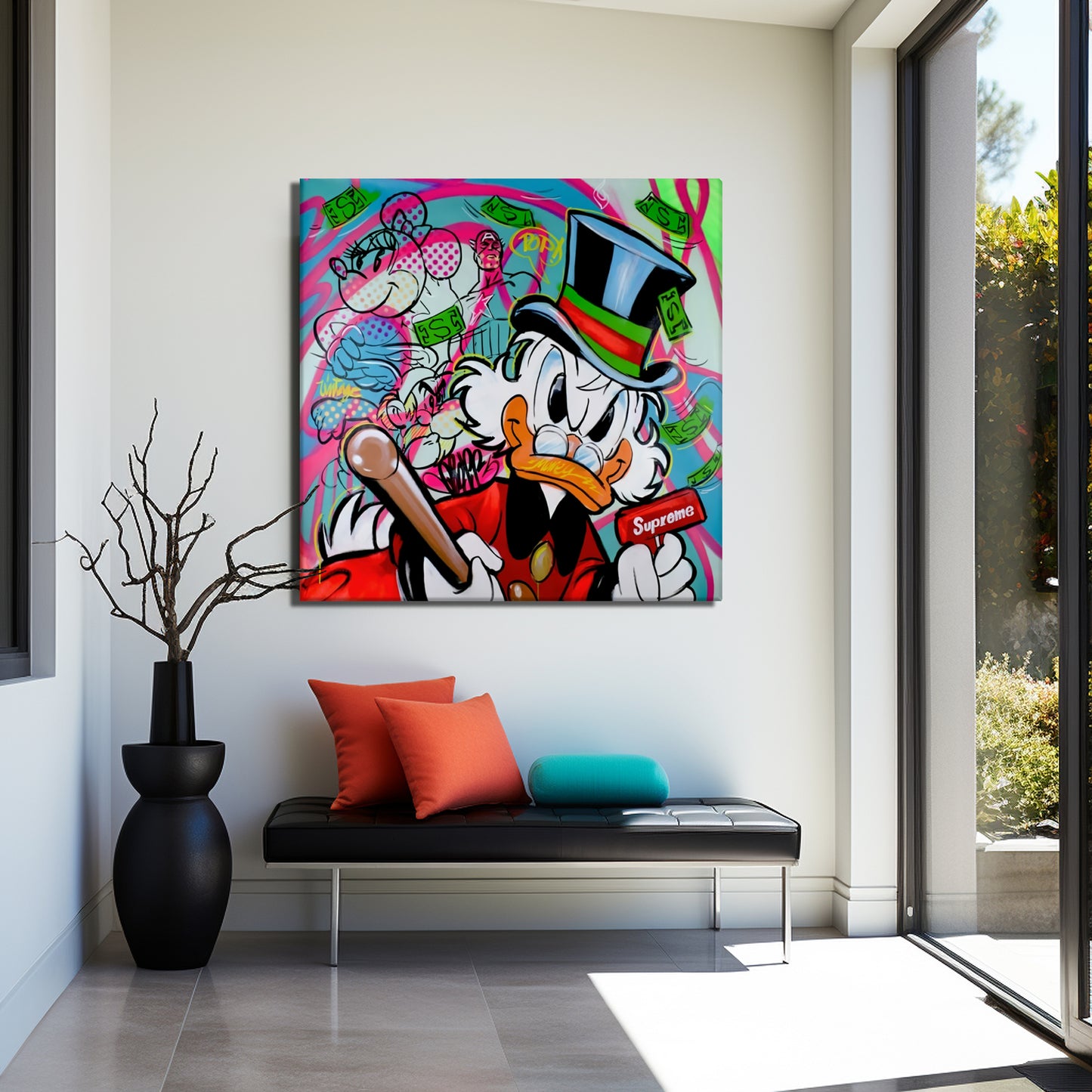 Supreme Mcduck Pop Art Canvas Wall Art, Banksy Style Pop Art, Mcduck Street Graffiti Wall Art 95