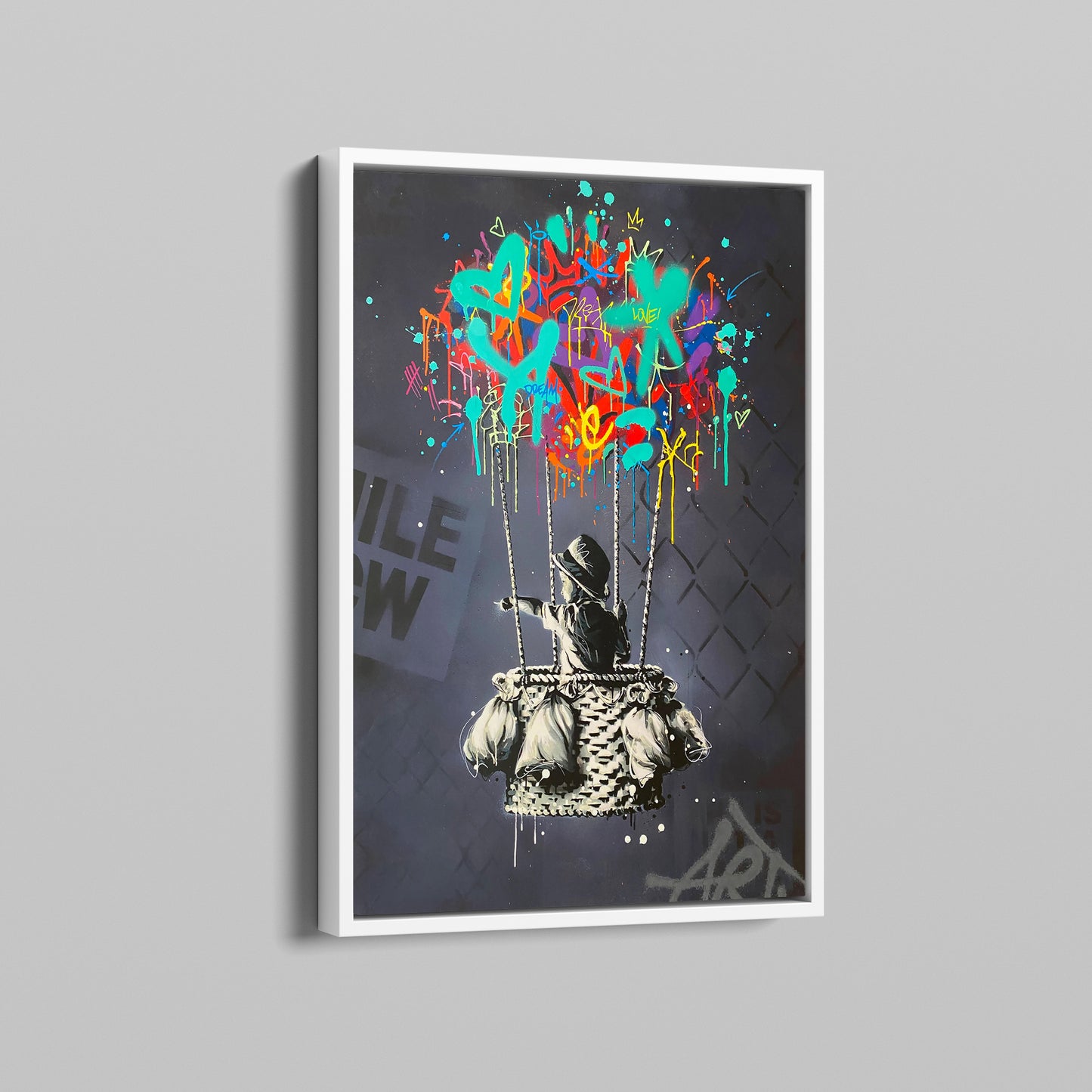 Banksy Balloon Boy Graffiti Canvas Wall Art, Banksy Style Pop Art - 179