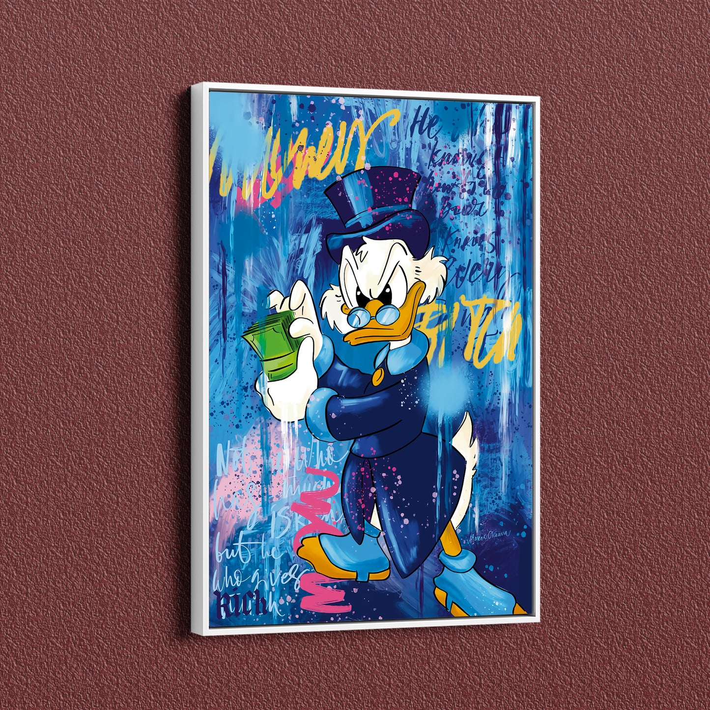 Banksy Blue Abstract McDuck Graffiti Pop Art Canvas, Banksy Style Pop Art McDuck Pop Art , Street Graffiti Wall Art - 97