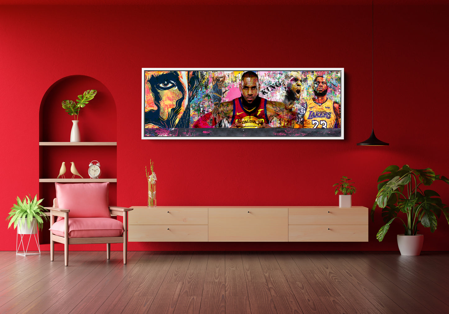 Banksy Panoramic Style LeBron James Graffiti Pop Art, Champ LeBron James - 199