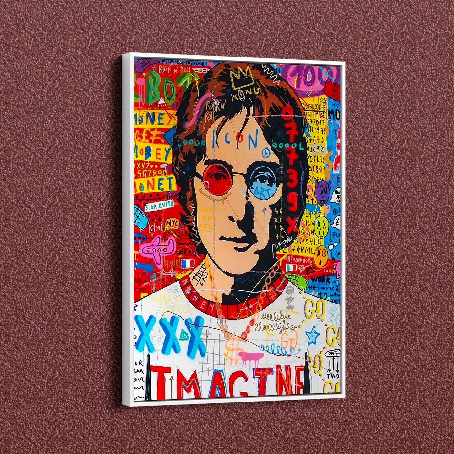 John Lennon Pop Art Oil Painting, Banksy Style Street Graffiti Wall Art Pop 015