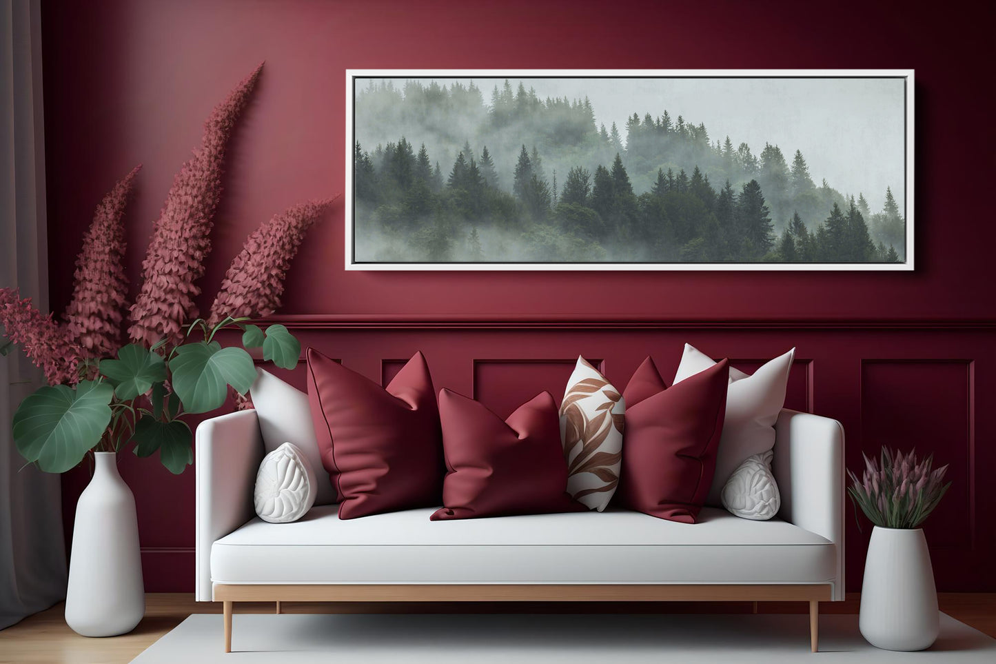 Foggy Mountain Forest, Landscape Print On Canvas - Panoramic Canvas - PPL126