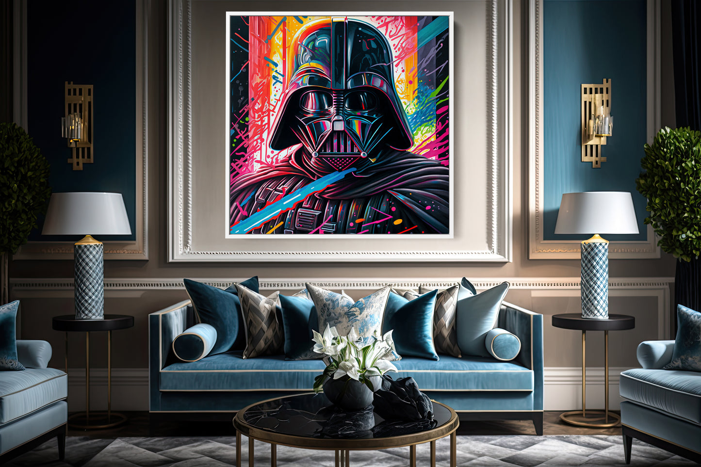 Darth Vader Colorful Oil Paint Canvas Print Graffiti Square Canvas Art - 138