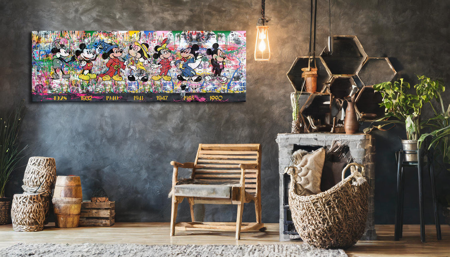 Banksy Panoramic Mickey Mouse History Pop Art Graffiti Canvas - 239