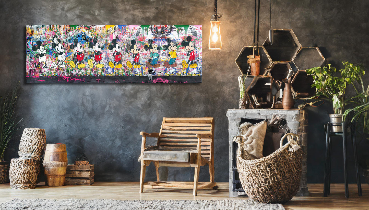 Banksy Panoramic All Time Mickey Mouse Pop Art Graffiti Canvas - 238