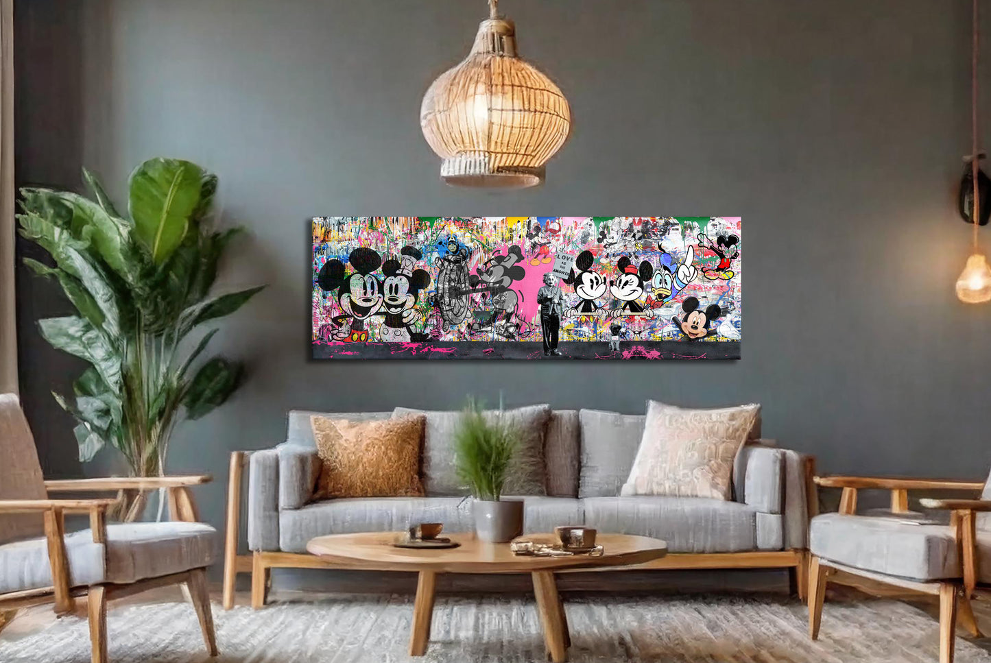 Banksy Panoramic Multi Mickey Mouse Pop Art Graffiti Canvas - 237