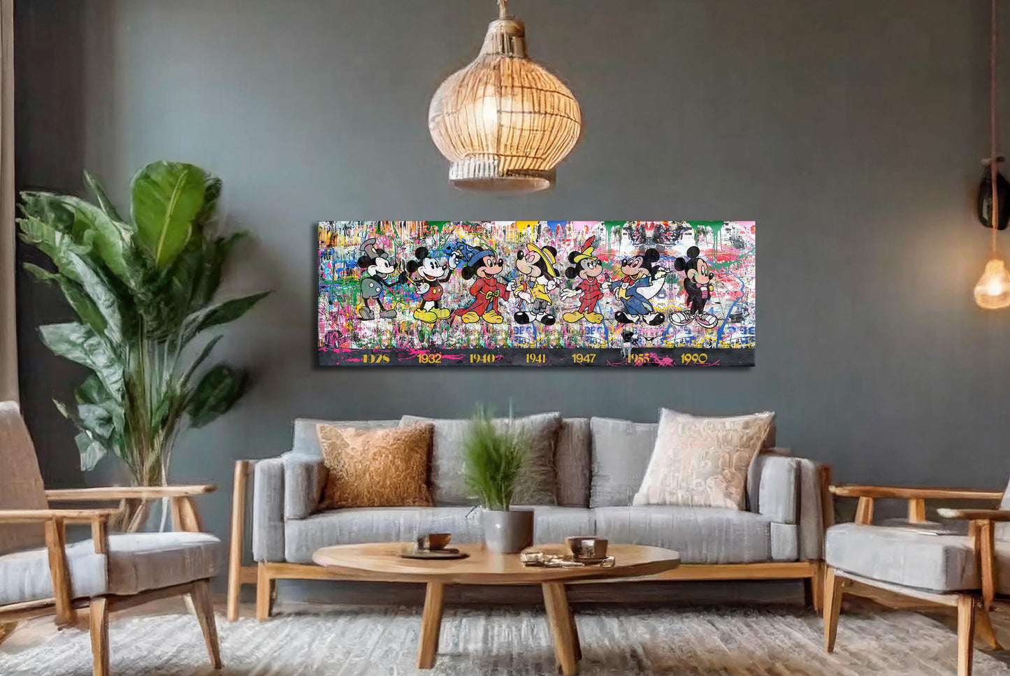 Banksy Panoramic Mickey Mouse History Pop Art Graffiti Canvas - 239