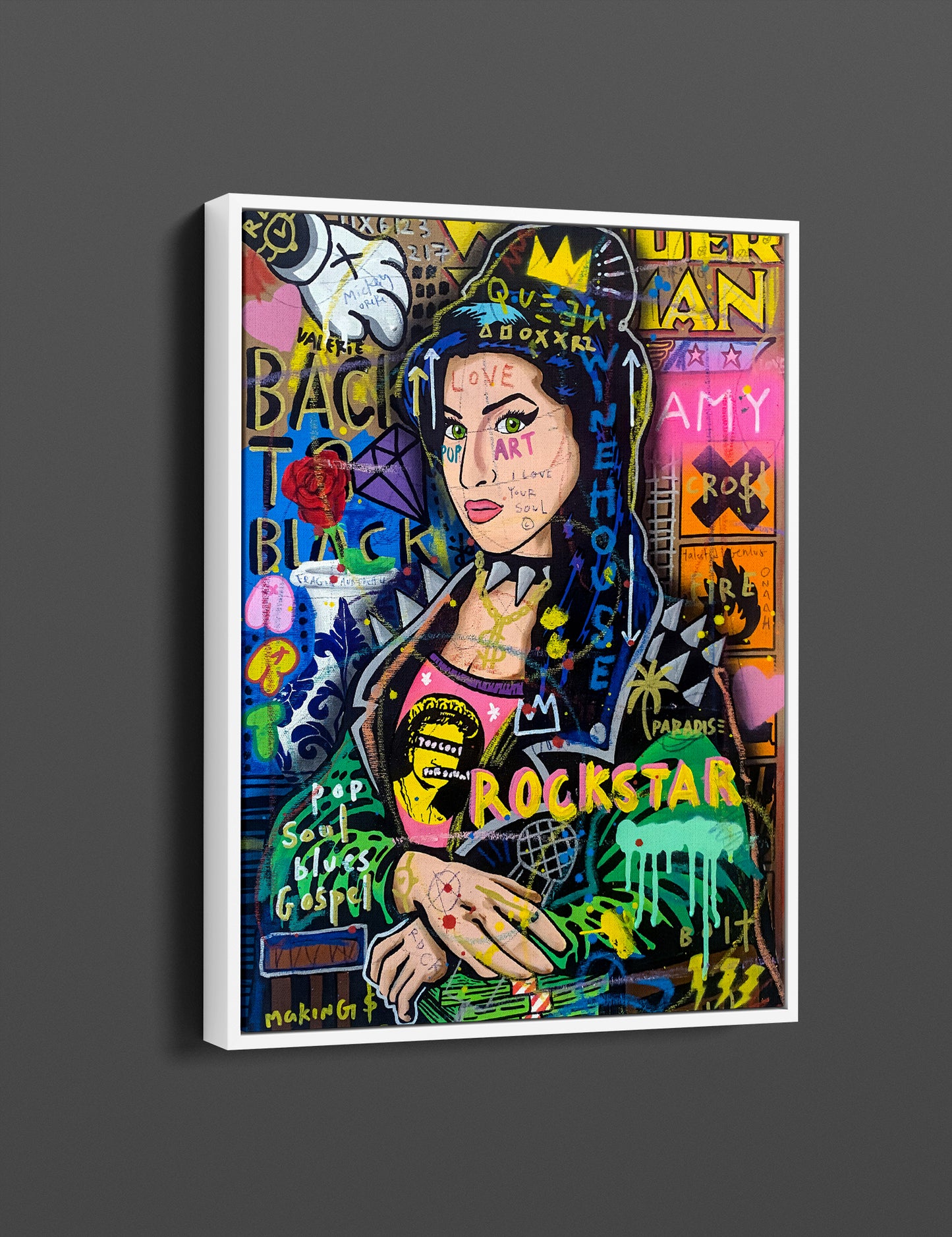 Banksy Amy Winehouse Graffiti Pop Art Canvas, Banksy Style Pop Art, Amy Winehouse Pop Art , Street Graffiti Wall Art, Amy Winehouse Poster - 42