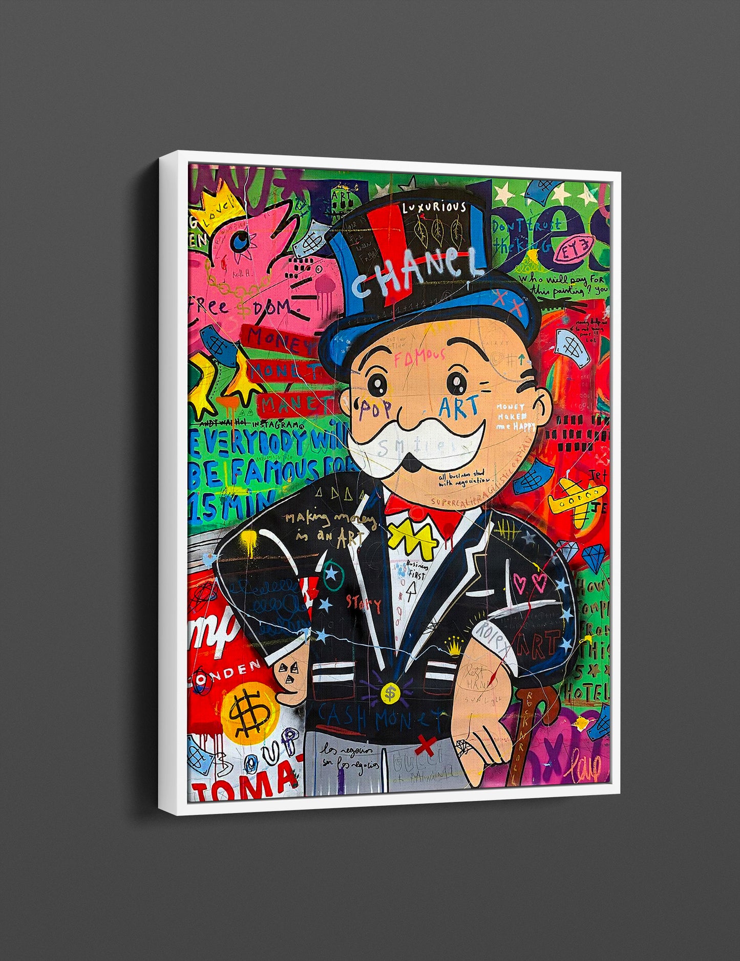 Banksy Monopoly Oil Painting Pop Art Canvas Print - Monopoly Pop Art Graffiti Wall Art, Pop Art Graffiti Home Decor, Pop Art Room Decor - 29