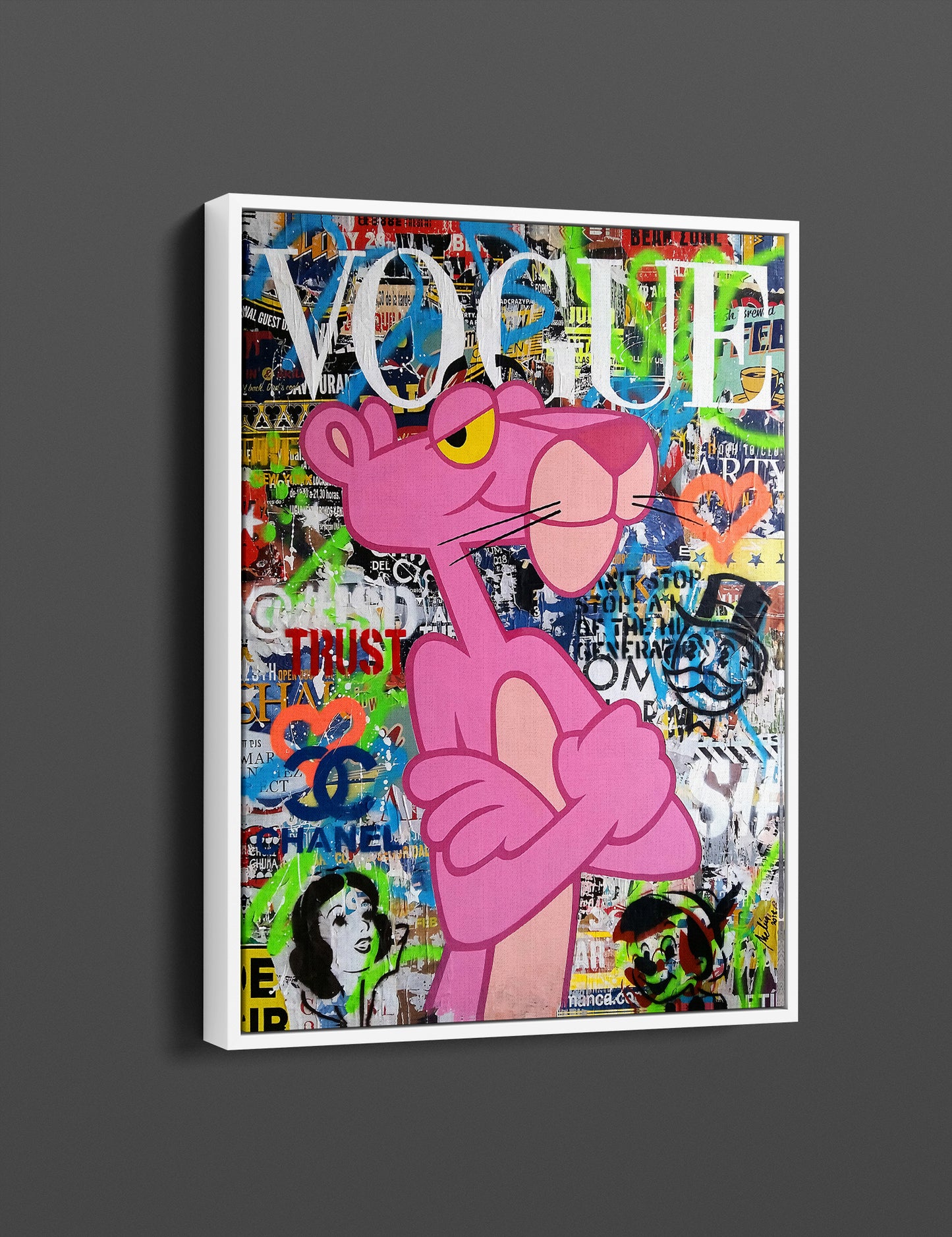 Banksy Pink Panther Graffiti Pop Art Canvas, Banksy Style Pop Art, Pink Panther Pop Art , Street Graffiti Wall Art, Pink Panther Poster - 46
