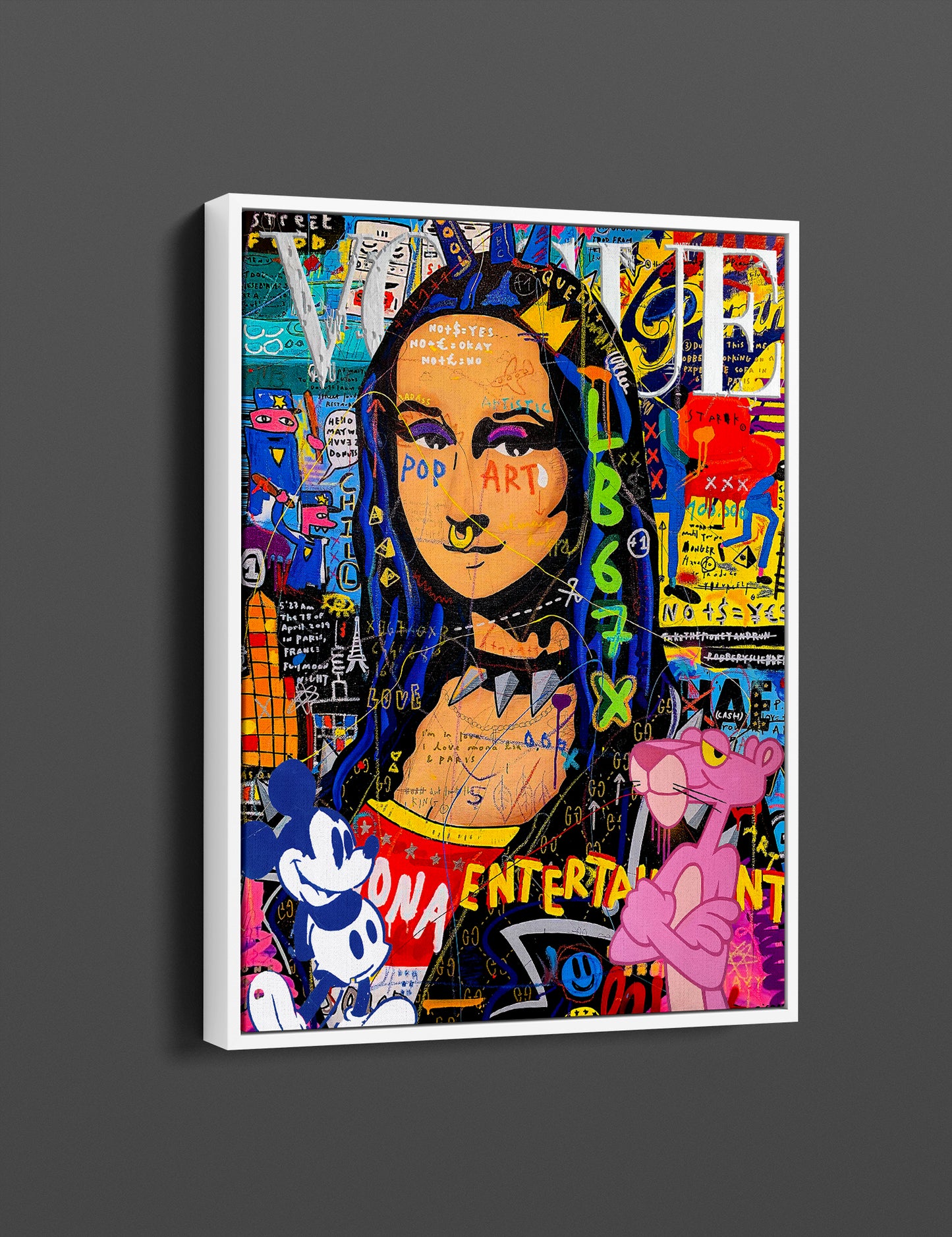 Mona Lisa pink panther Pop Art Canvas, Banksy Style Pop Art, Mona Lisa, Street Graffiti Wall Art,Mona Lisa Poster - 13