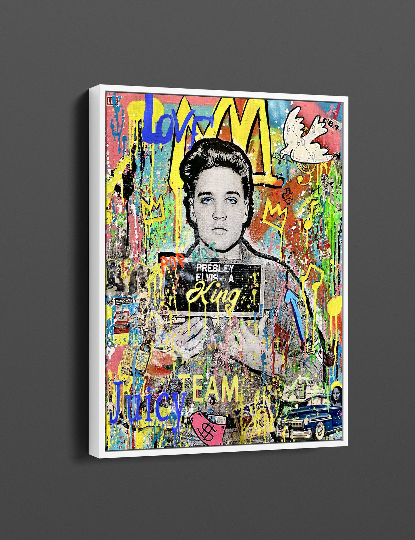 Oil Paint Print Elvis Presley Pop Art Canvas Wall Art, Banksy Style Pop Art, Elvis Presley Street Graffiti Wall Art, Elvis Presley Gift - 69