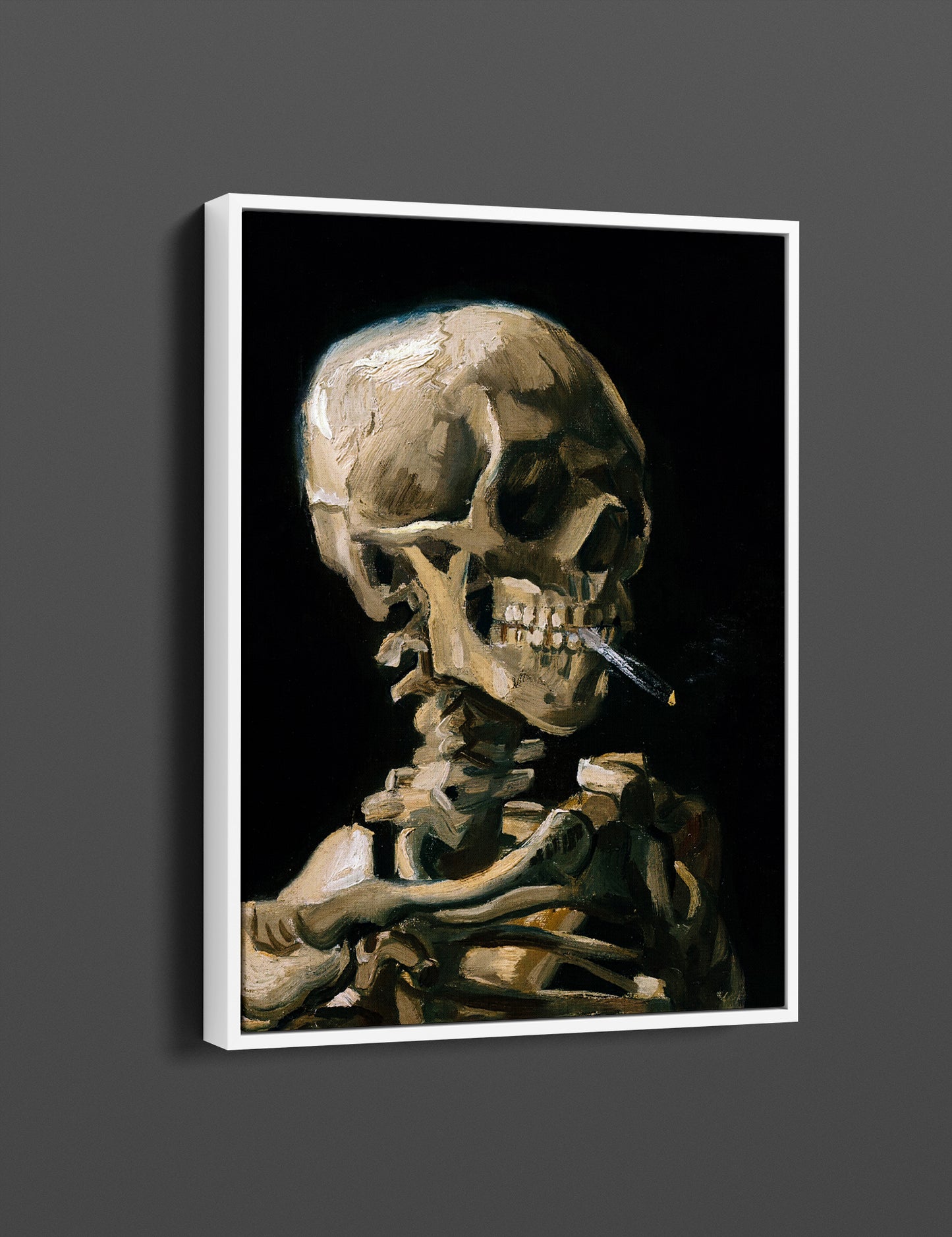 Van Gogh Skull of a Skeleton with Burning Cigarette Canvas Art Print - PPL53