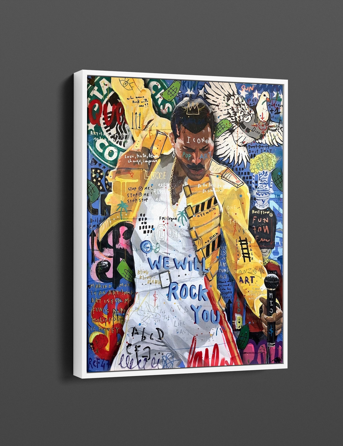 Banksy Freddie Mercury Graffiti Pop Art Canvas, Banksy Style Pop Art, Freddie Mercury Pop Art , Street Graffiti Wall Art, Freddie Mercury Poster - 59