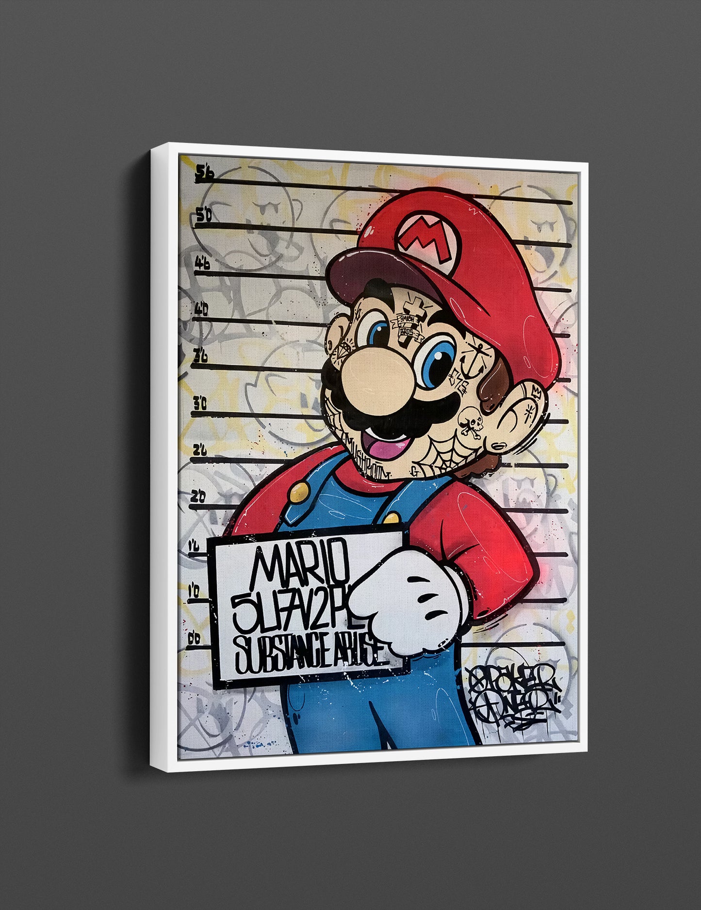 Banksy Guilty Mario Graffiti Pop Art Canvas, Banksy Style Pop Art, Super Mario Pop Art , Street Graffiti Wall Art, Mario Gift - 66