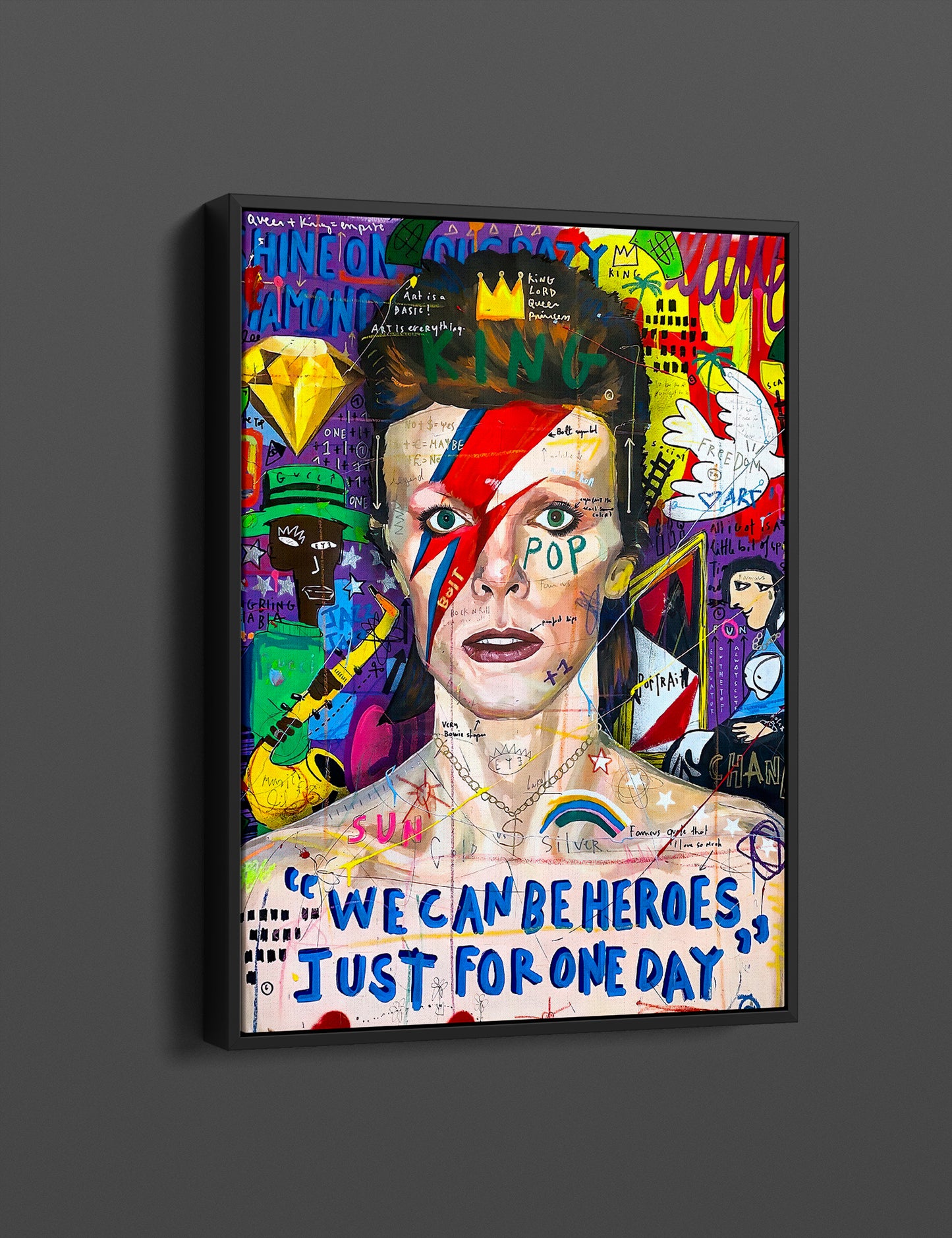 Banksy David Bowie Graffiti Pop Art Canvas, Banksy Style Pop Art, David Bowie Pop Art , Street Graffiti Wall Art, David Bowie Poster - 43