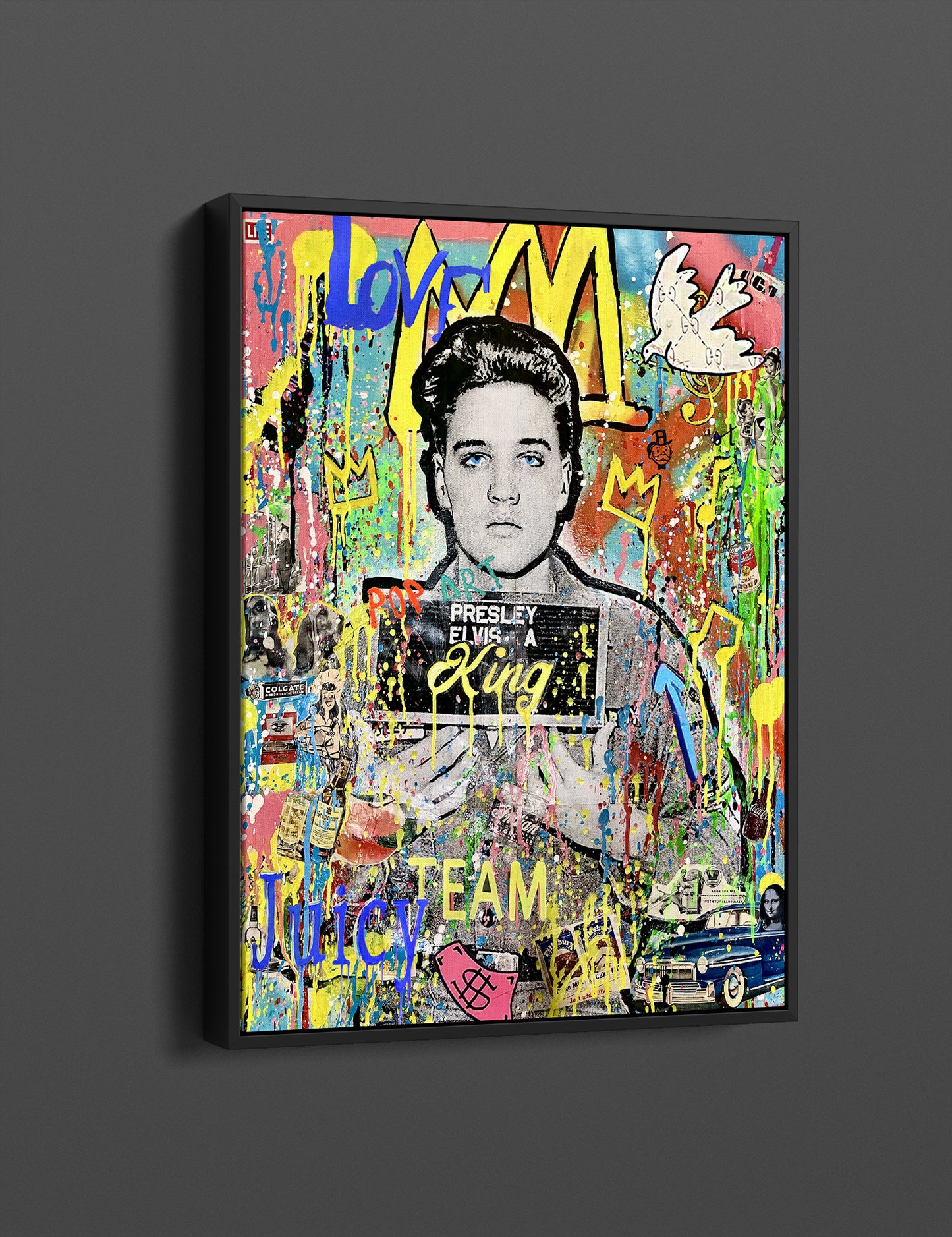 Oil Paint Print Elvis Presley Pop Art Canvas Wall Art, Banksy Style Pop Art, Elvis Presley Street Graffiti Wall Art, Elvis Presley Gift - 69