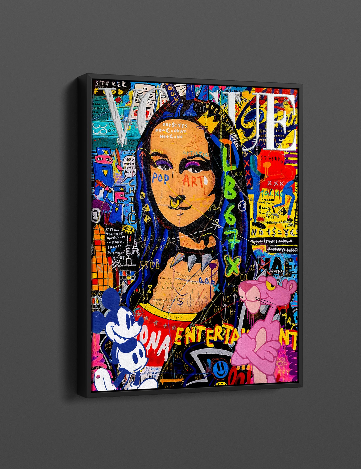 Mona Lisa pink panther Pop Art Canvas, Banksy Style Pop Art, Mona Lisa, Street Graffiti Wall Art,Mona Lisa Poster - 13