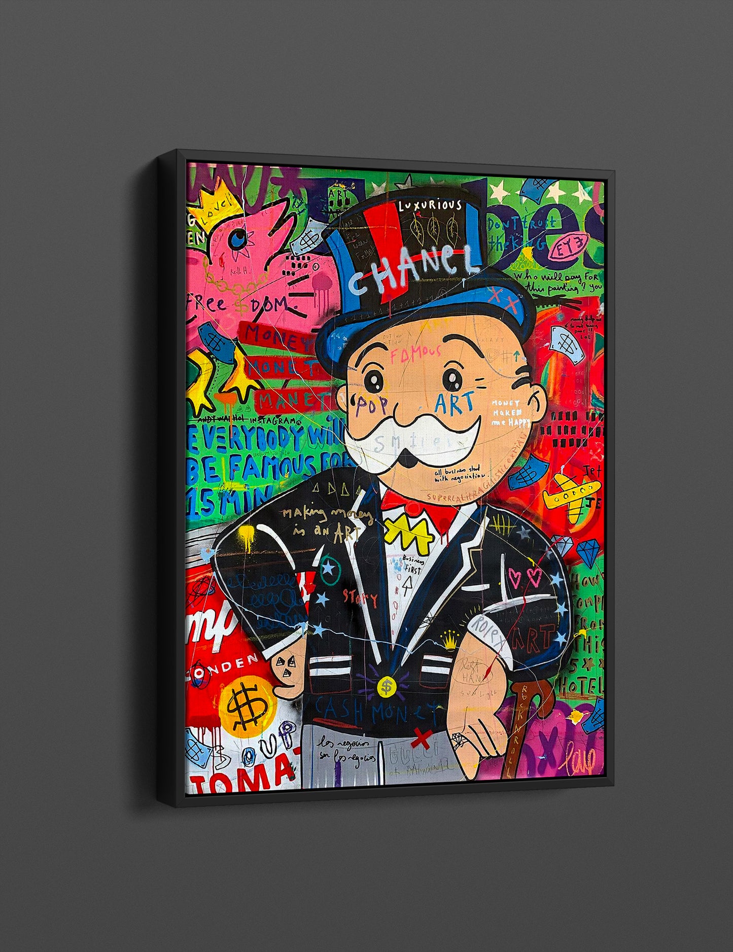 Banksy Monopoly Oil Painting Pop Art Canvas Print - Monopoly Pop Art Graffiti Wall Art, Pop Art Graffiti Home Decor, Pop Art Room Decor - 29