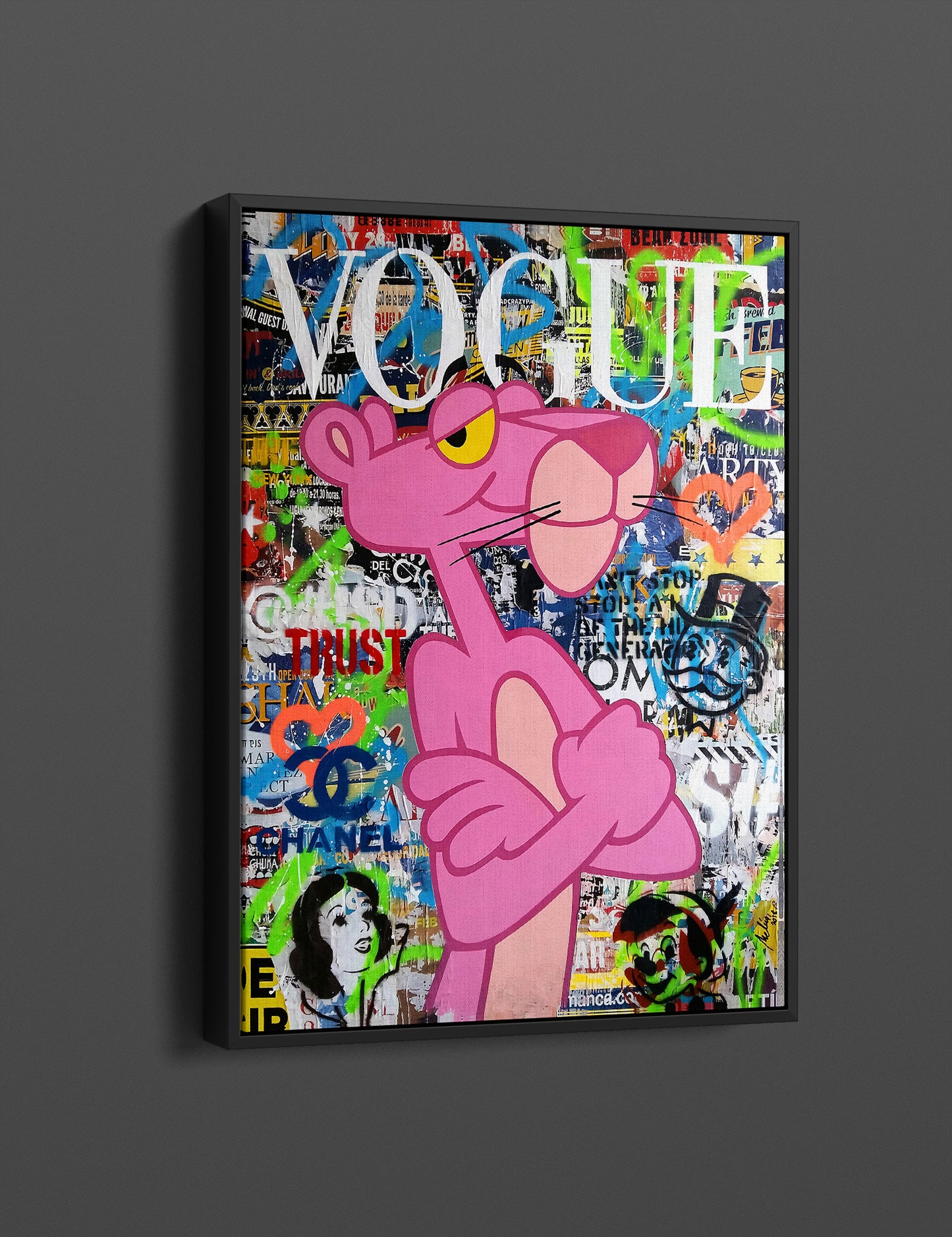 Banksy Pink Panther Graffiti Pop Art Canvas, Banksy Style Pop Art, Pink Panther Pop Art , Street Graffiti Wall Art, Pink Panther Poster - 46