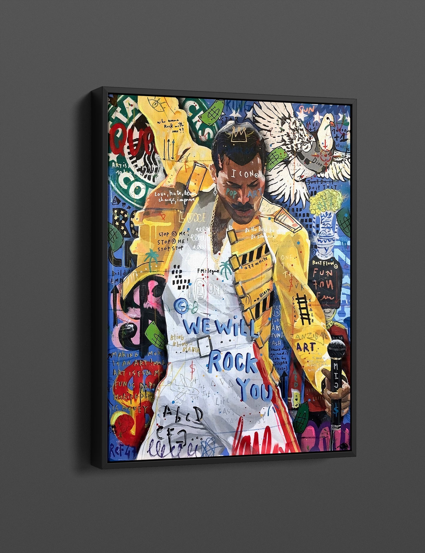 Banksy Freddie Mercury Graffiti Pop Art Canvas, Banksy Style Pop Art, Freddie Mercury Pop Art , Street Graffiti Wall Art, Freddie Mercury Poster - 59