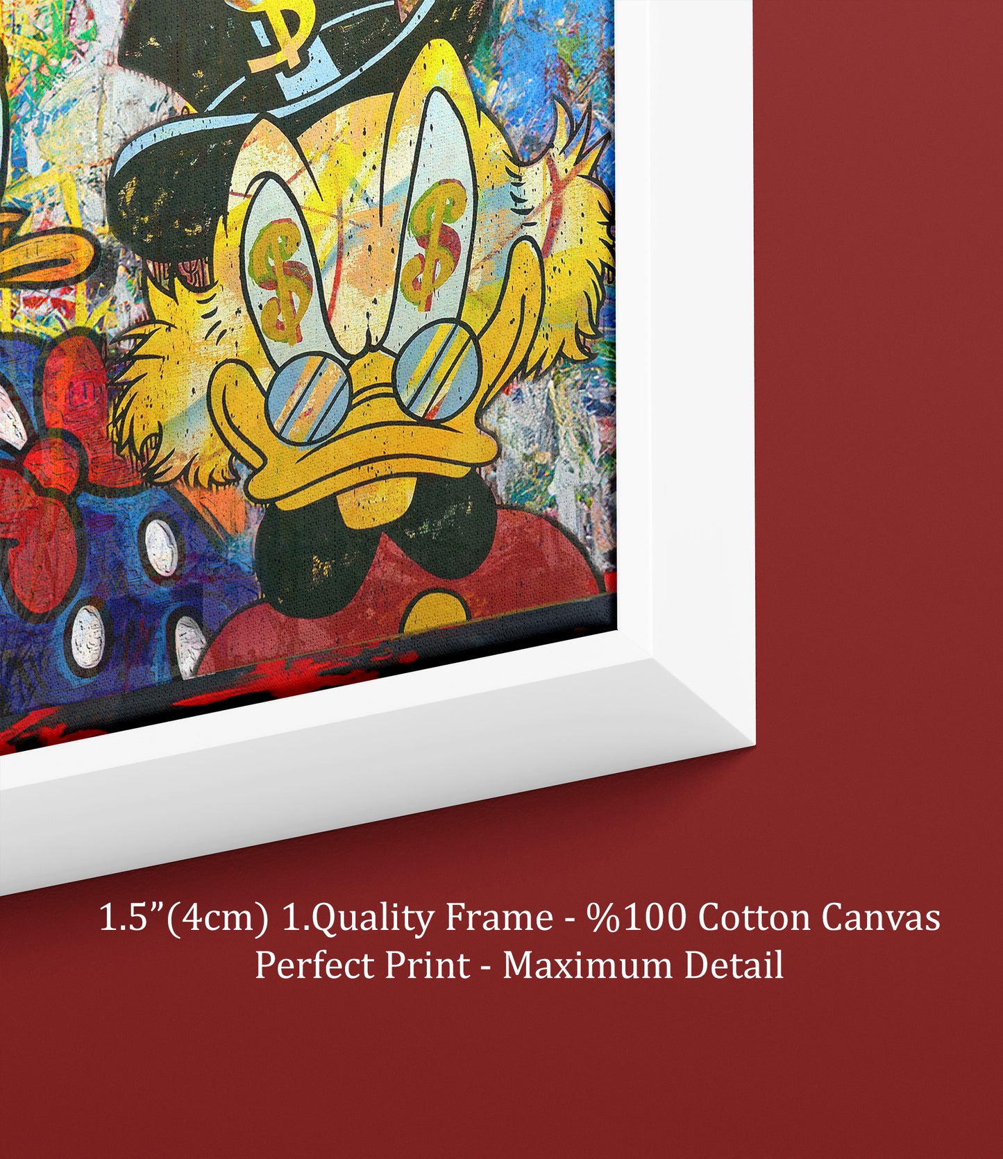 Banksy Panoramic Multi Character Mcduck, Donald Duck, Daffy Duck Cartoon Pop Art Canvas - 236