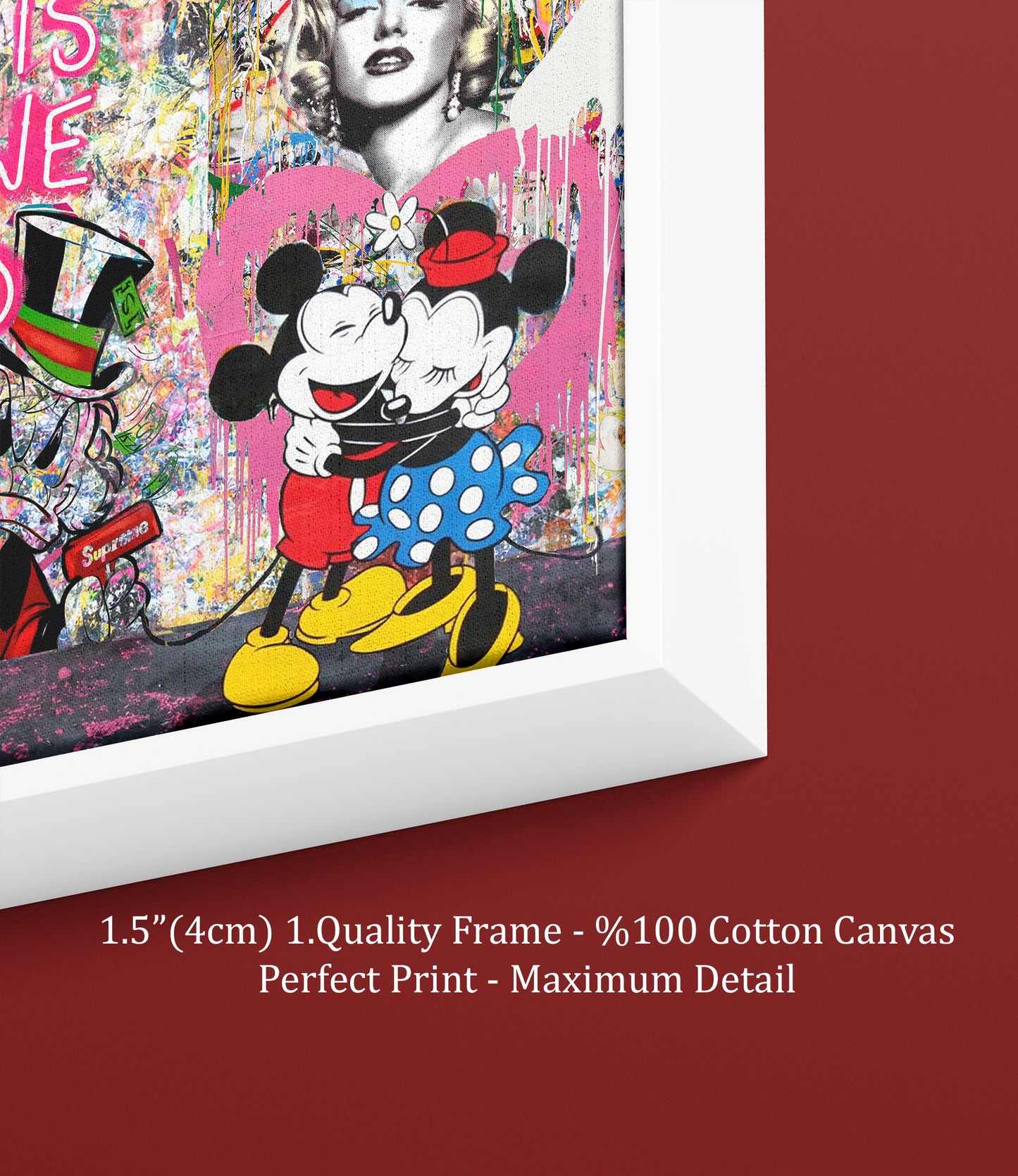 Banksy Panoramic Multi Character Cartoon Pop Art Graffiti, Mickey Mouse, Pink Panther - 165