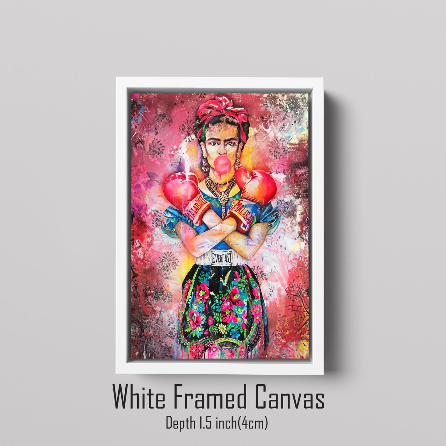 Abstract Boxer Frida Kahlo Canvas Wall Art, Banksy Frida Style Pop Art, Abstract Frida Street Graffiti Wall Art - 181