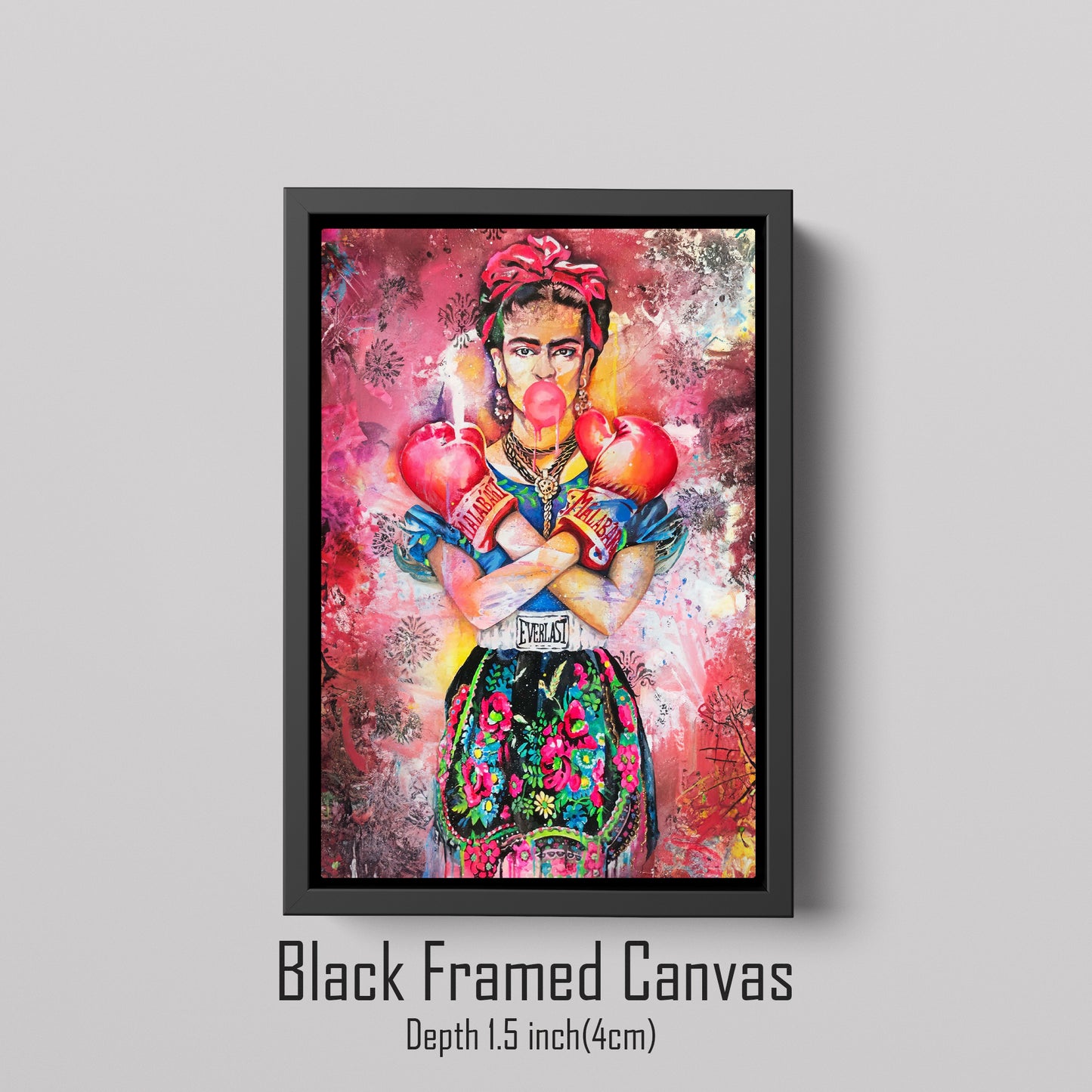 Abstract Boxer Frida Kahlo Canvas Wall Art, Banksy Frida Style Pop Art, Abstract Frida Street Graffiti Wall Art - 181
