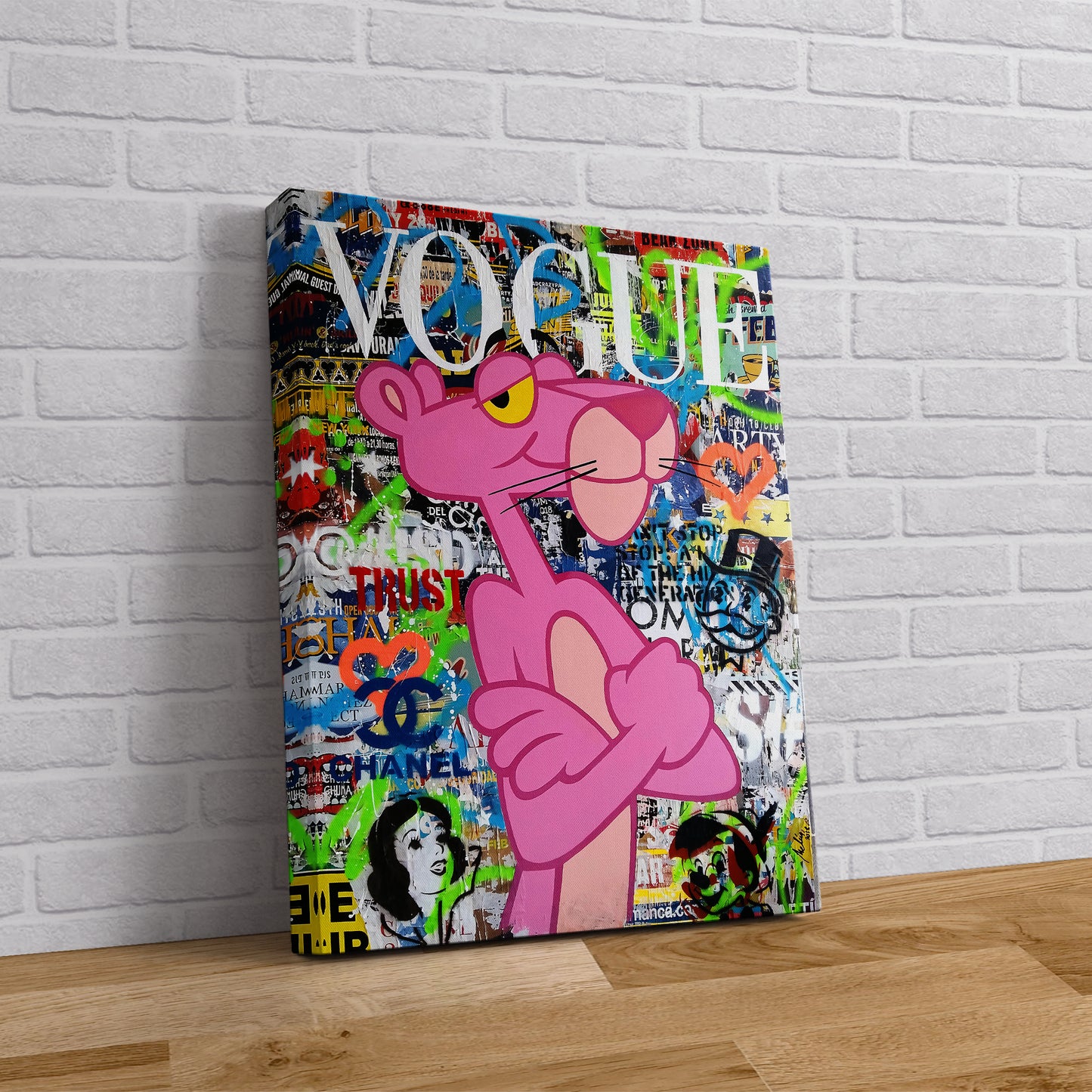 Banksy Pink Panther Graffiti Pop Art Canvas, Banksy Style Pop Art, Pink Panther Pop Art , Street Graffiti Wall Art, Pink Panther Poster - 46