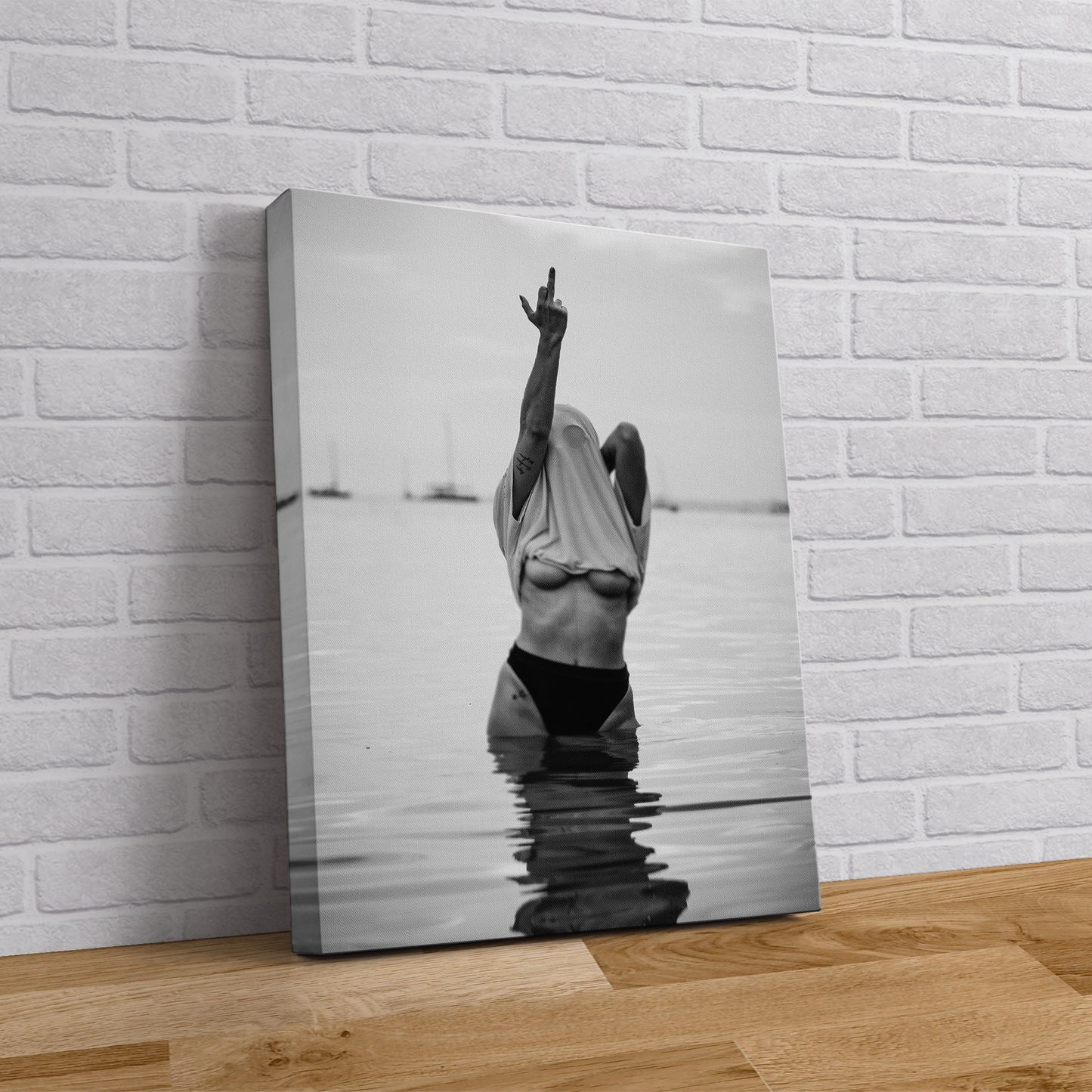 Feminist Women Attitudes Canvas Art, Middle Finger Print - PPL136