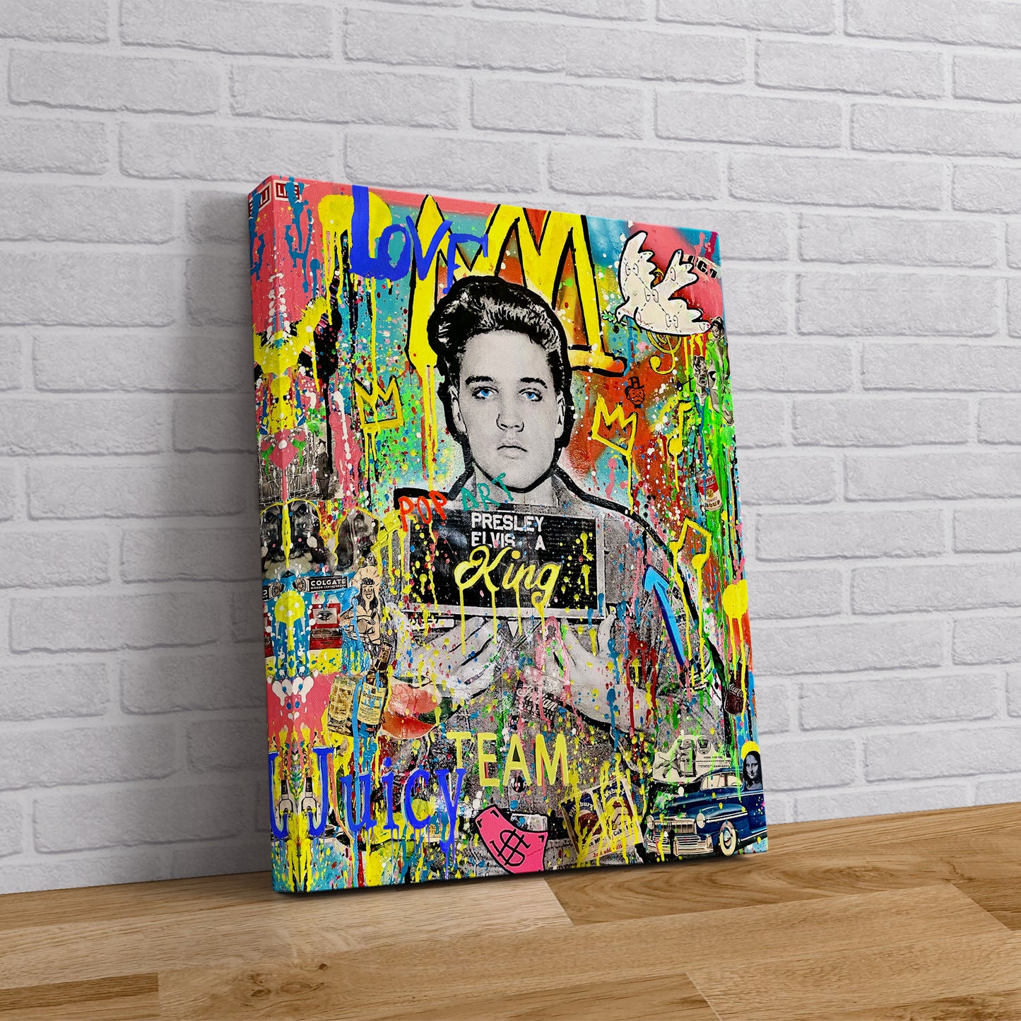 Oil Paint Print Elvis Presley Pop Art Canvas Wall Art, Banksy Style Pop Art, Elvis Presley Street Graffiti Wall Art, Elvis Presley Gift - 69