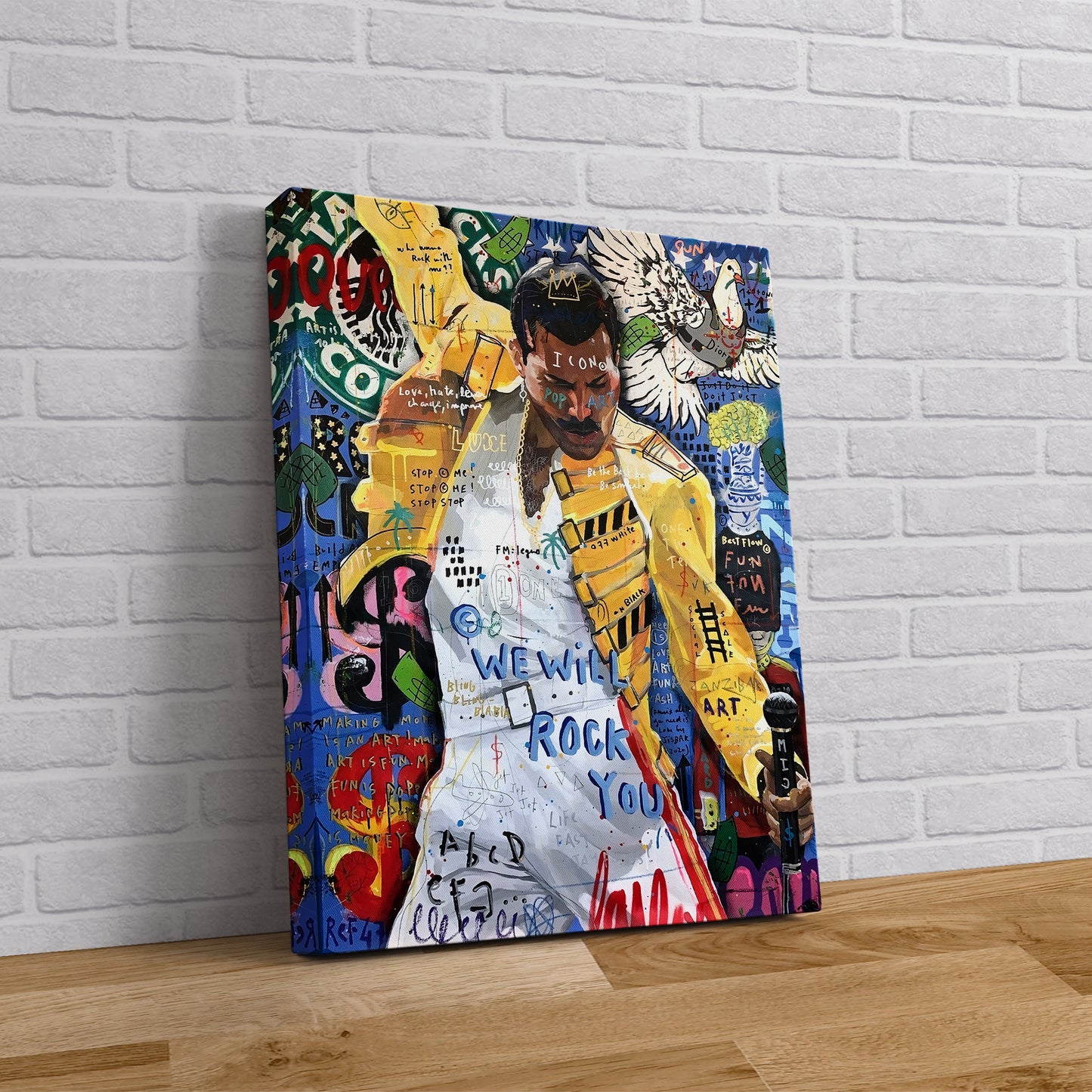 Banksy Freddie Mercury Graffiti Pop Art Canvas, Banksy Style Pop Art, Freddie Mercury Pop Art , Street Graffiti Wall Art, Freddie Mercury Poster - 59