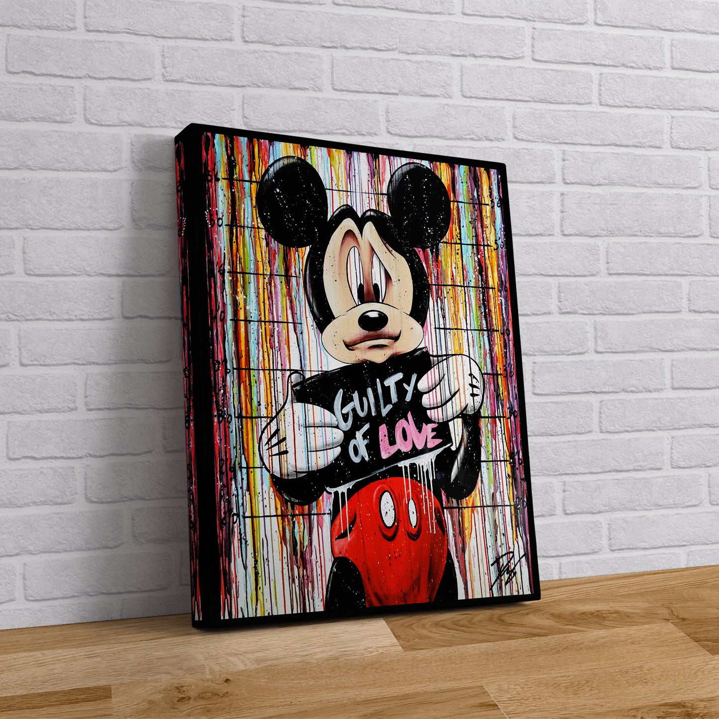 Banksy Guilty Love Mickey Mouse Graffiti Pop Art Canvas, Banksy Style Pop Art, Mickey Mouse Pop Art , Street Graffiti Wall Art - 63