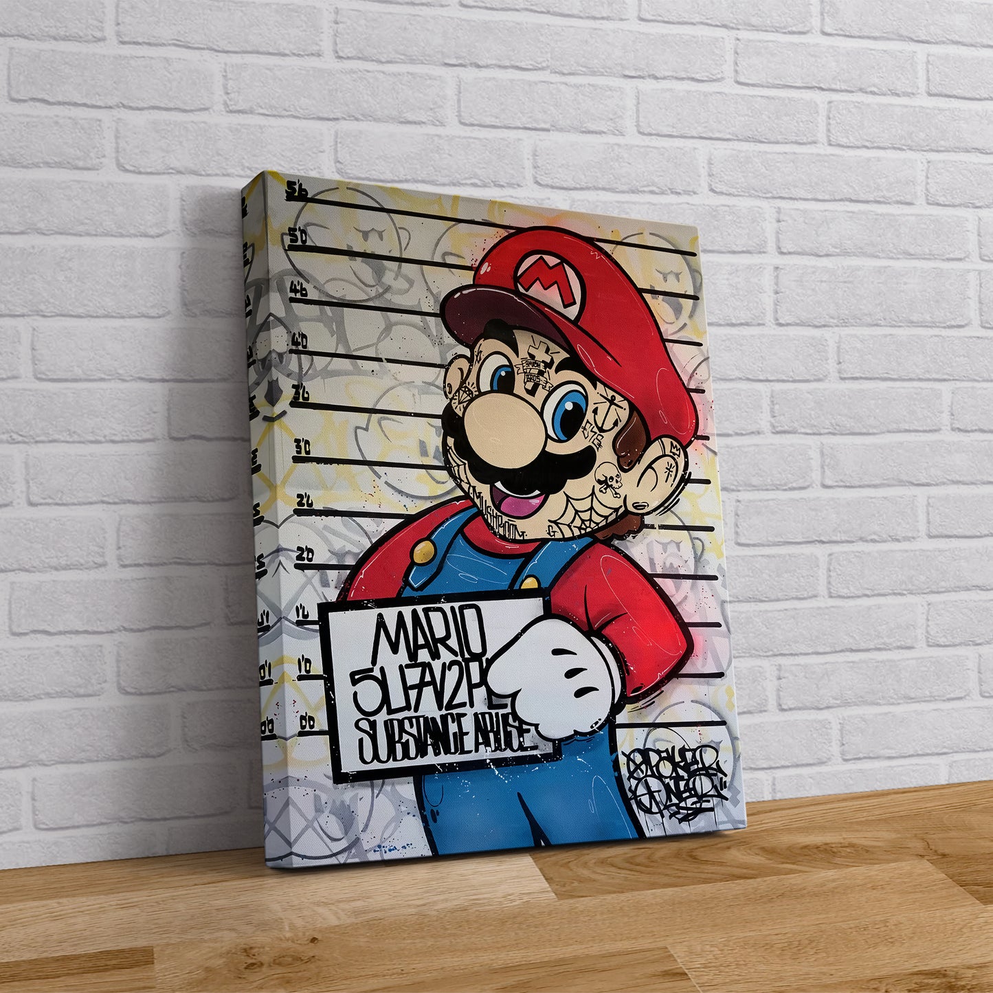 Banksy Guilty Mario Graffiti Pop Art Canvas, Banksy Style Pop Art, Super Mario Pop Art , Street Graffiti Wall Art, Mario Gift - 66