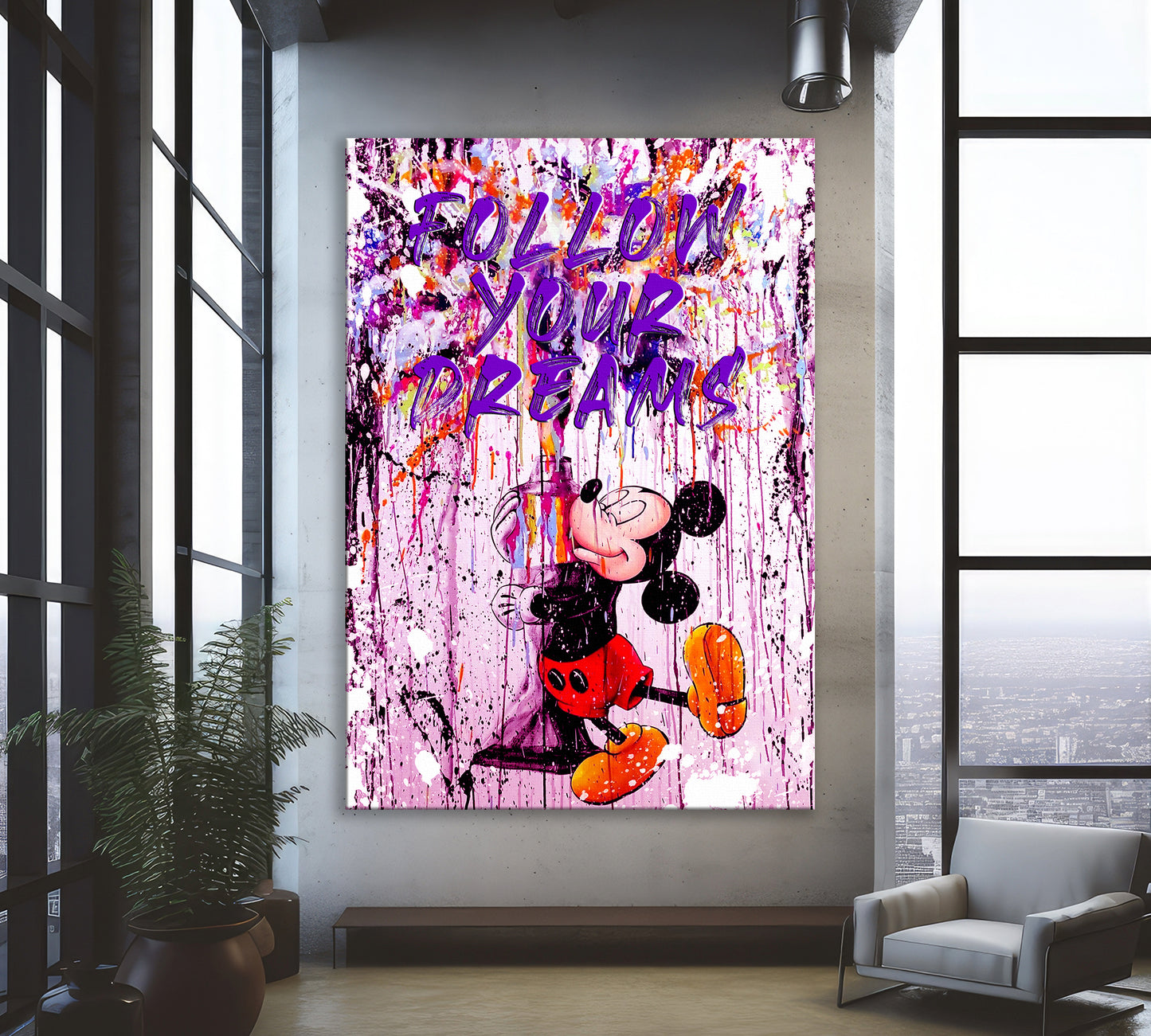 Abstract Mickey Mouse Graffiti Pop Art Canvas, Banksy Style Pop Art, Mickey Mouse Pop Art , Street Graffiti Wall Art, Mickey Mouse Poster - 48