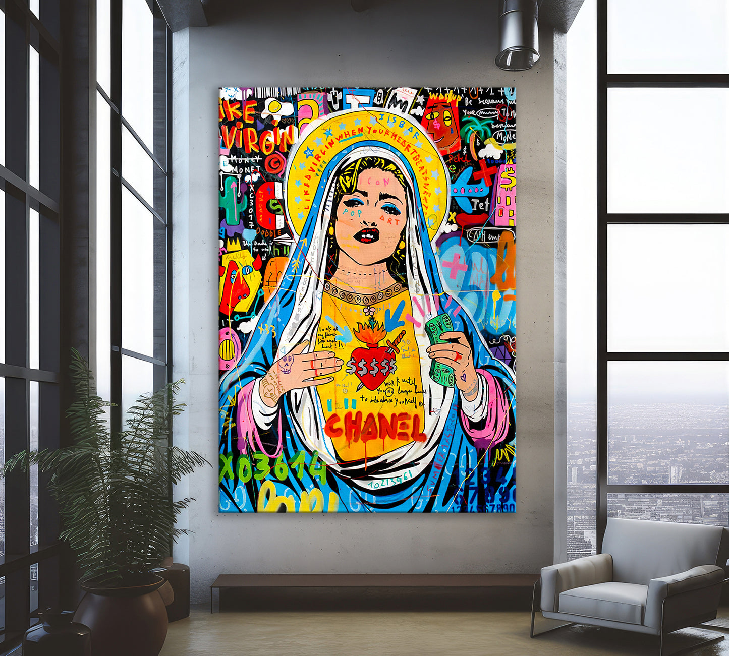 Banksy Madonna Graffiti Pop Art Canvas, Banksy Style Pop Art, Madonna Pop Art , Street Graffiti Wall Art, Madonna Poster - 44