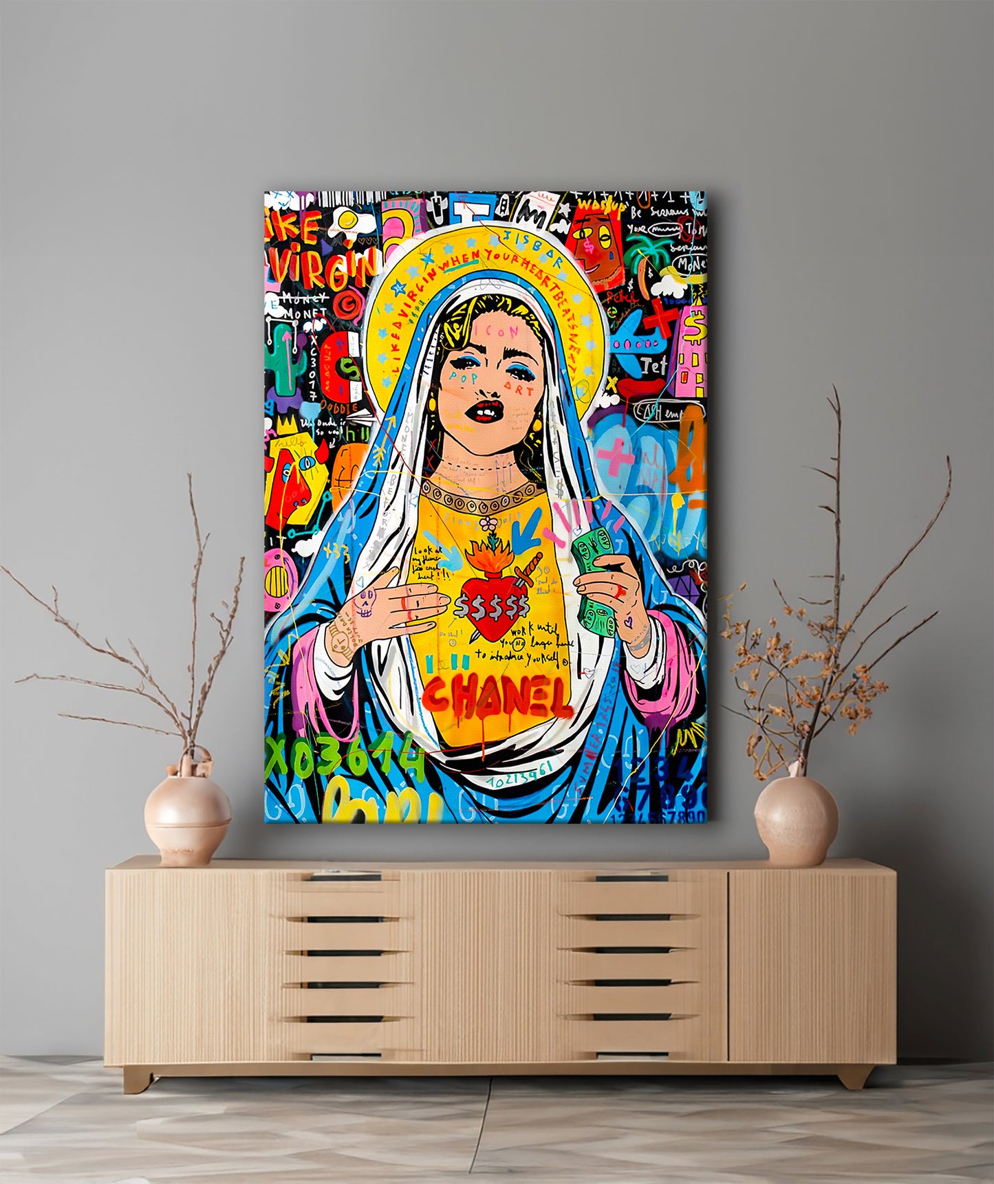 Banksy Madonna Graffiti Pop Art Canvas, Banksy Style Pop Art, Madonna Pop Art , Street Graffiti Wall Art, Madonna Poster - 44