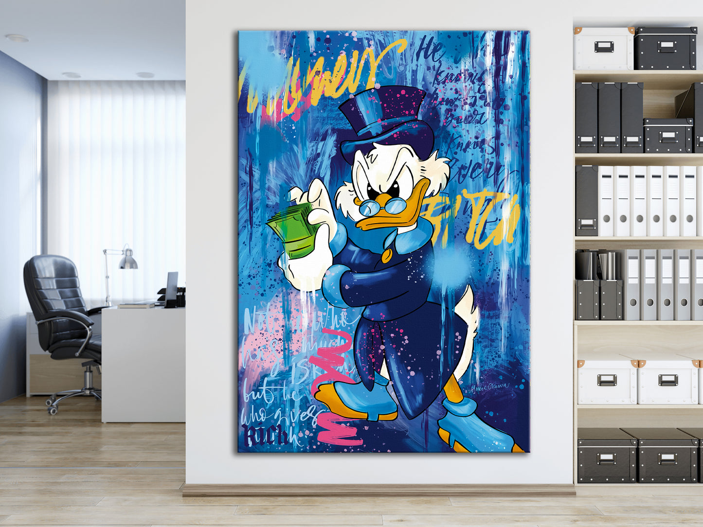 Banksy Blue Abstract McDuck Graffiti Pop Art Canvas, Banksy Style Pop Art McDuck Pop Art , Street Graffiti Wall Art - 97