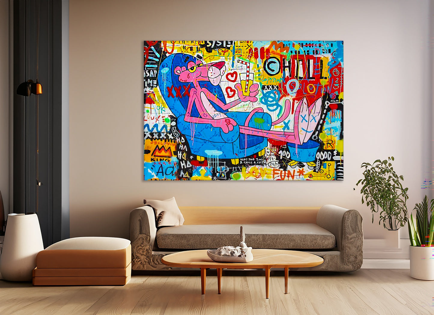 Pink Panther Pop Art Canvas Wall Art, Banksy Art, Pink Panther, Street Graffiti Wall Art, Banksy Pink Panther - 23