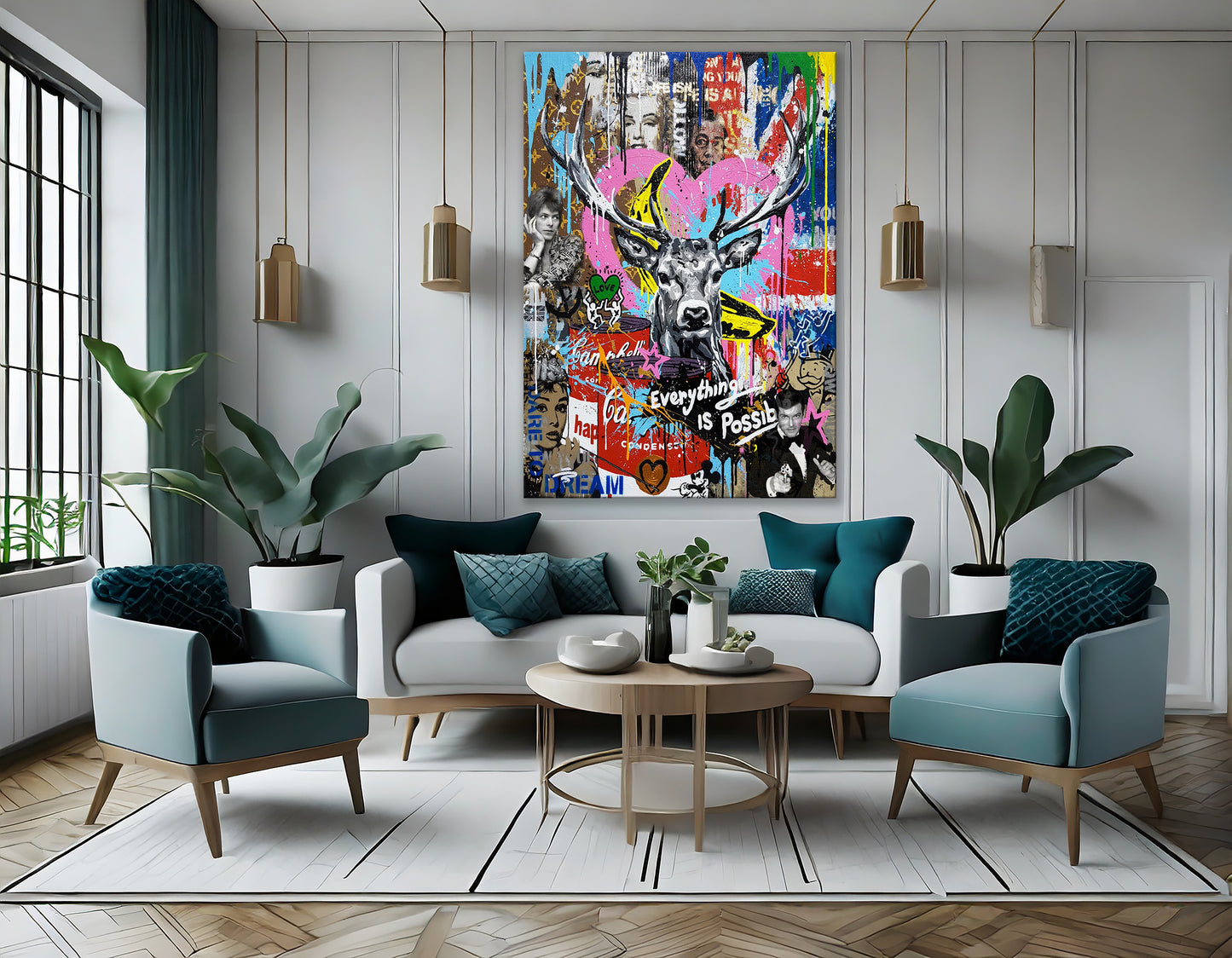 Oh Deer Everything Is Possible, Banksy Canvas Print,Graffiti Pop Art Canvas - 280