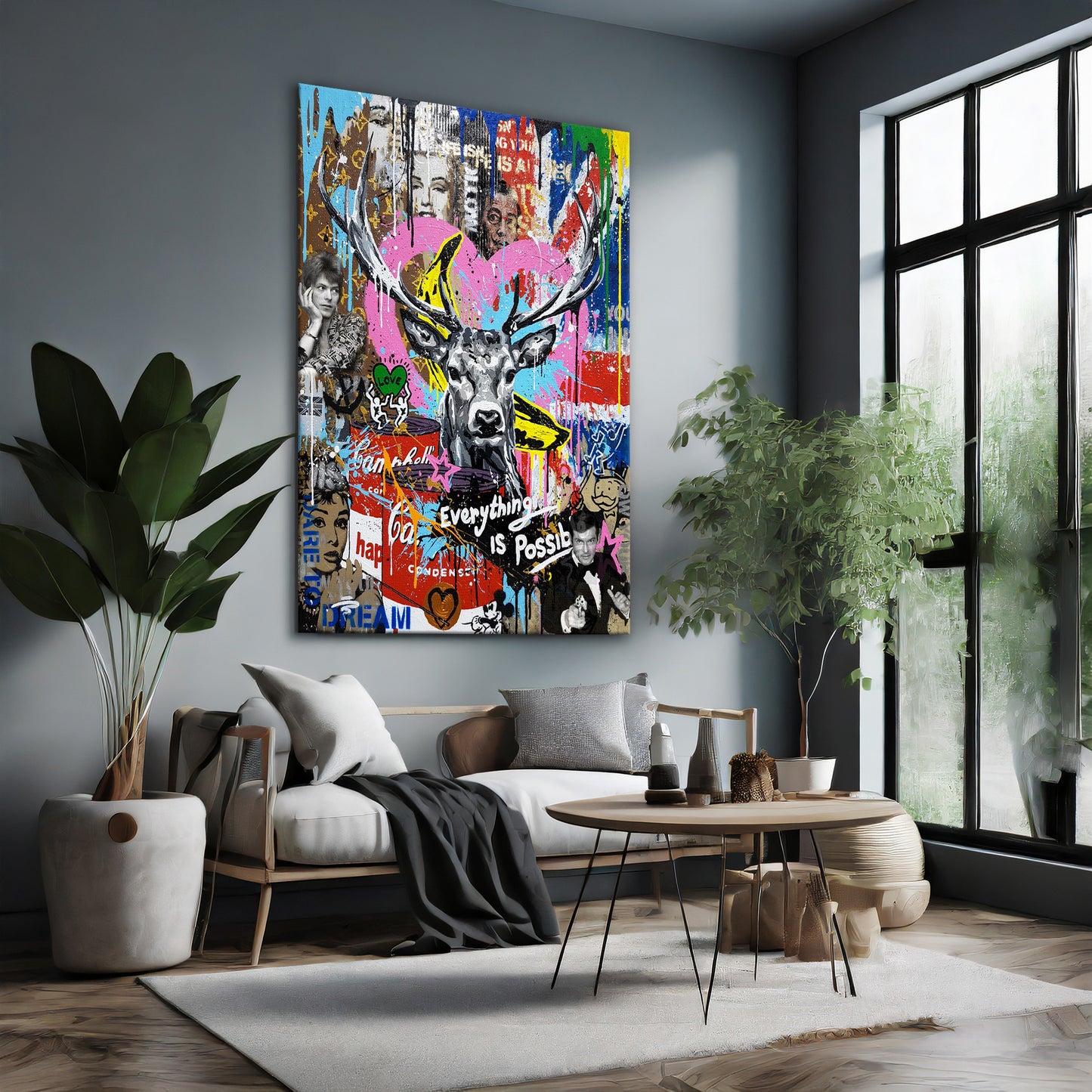 Oh Deer Everything Is Possible, Banksy Canvas Print,Graffiti Pop Art Canvas - 280