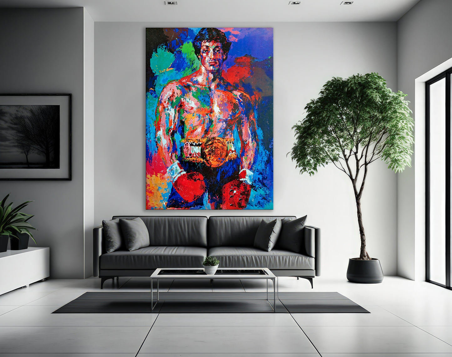 Rocky Balboa Oil Paint Canvas Print, Leroy Neiman Art - PPL-148