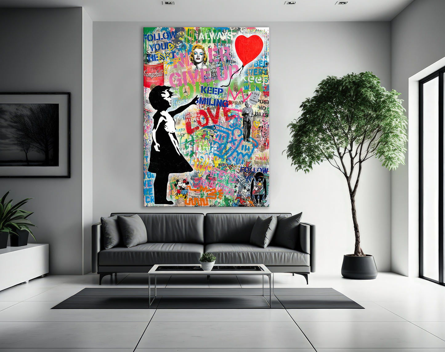 Banksy Balloon Girl Pop Art Follow Your Heart Canvas Wall Art, Banksy Art, Balloon Girl Graffiti, Street Graffiti Wall Art, Banksy - 12